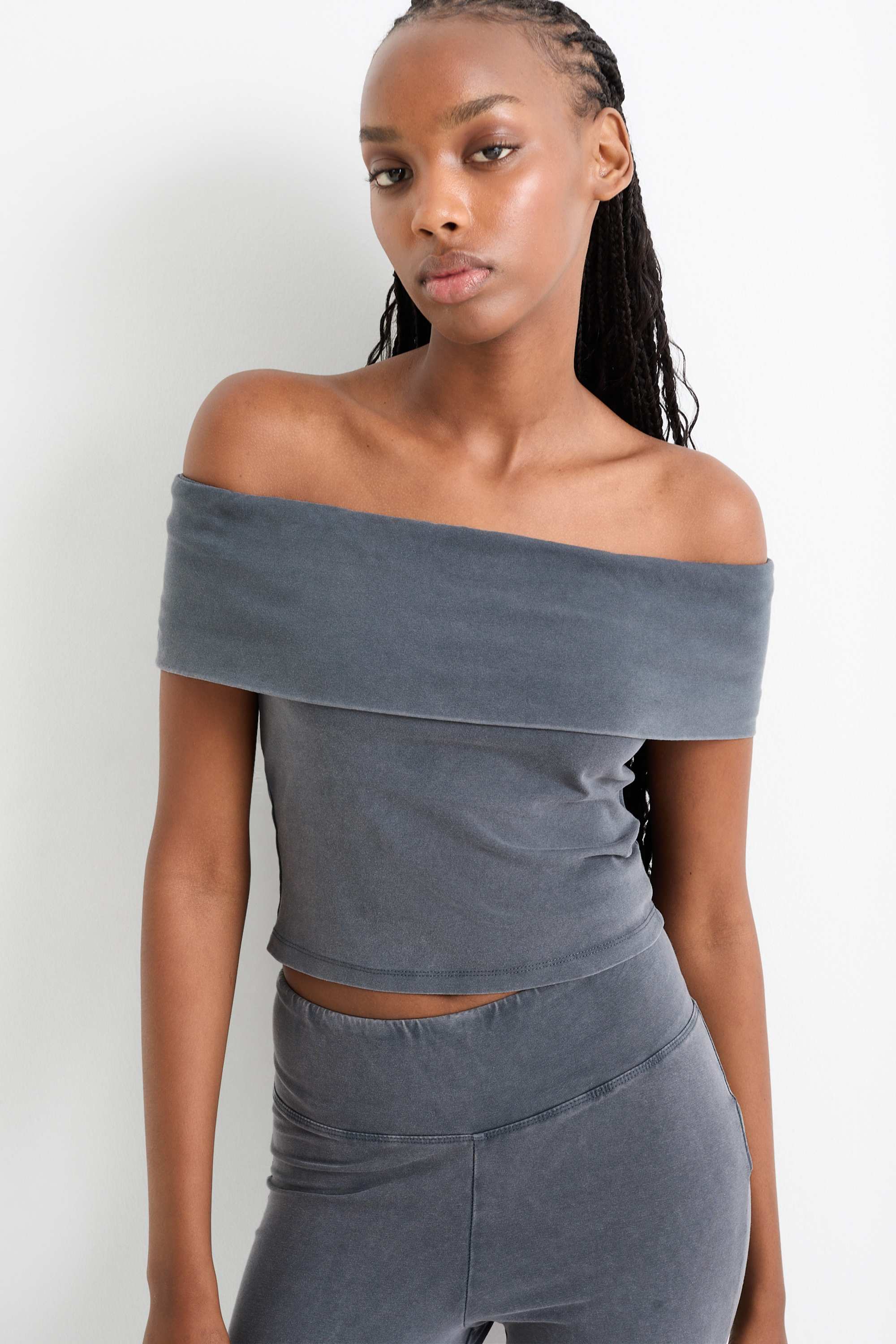 Cropped T-shirt dark gray