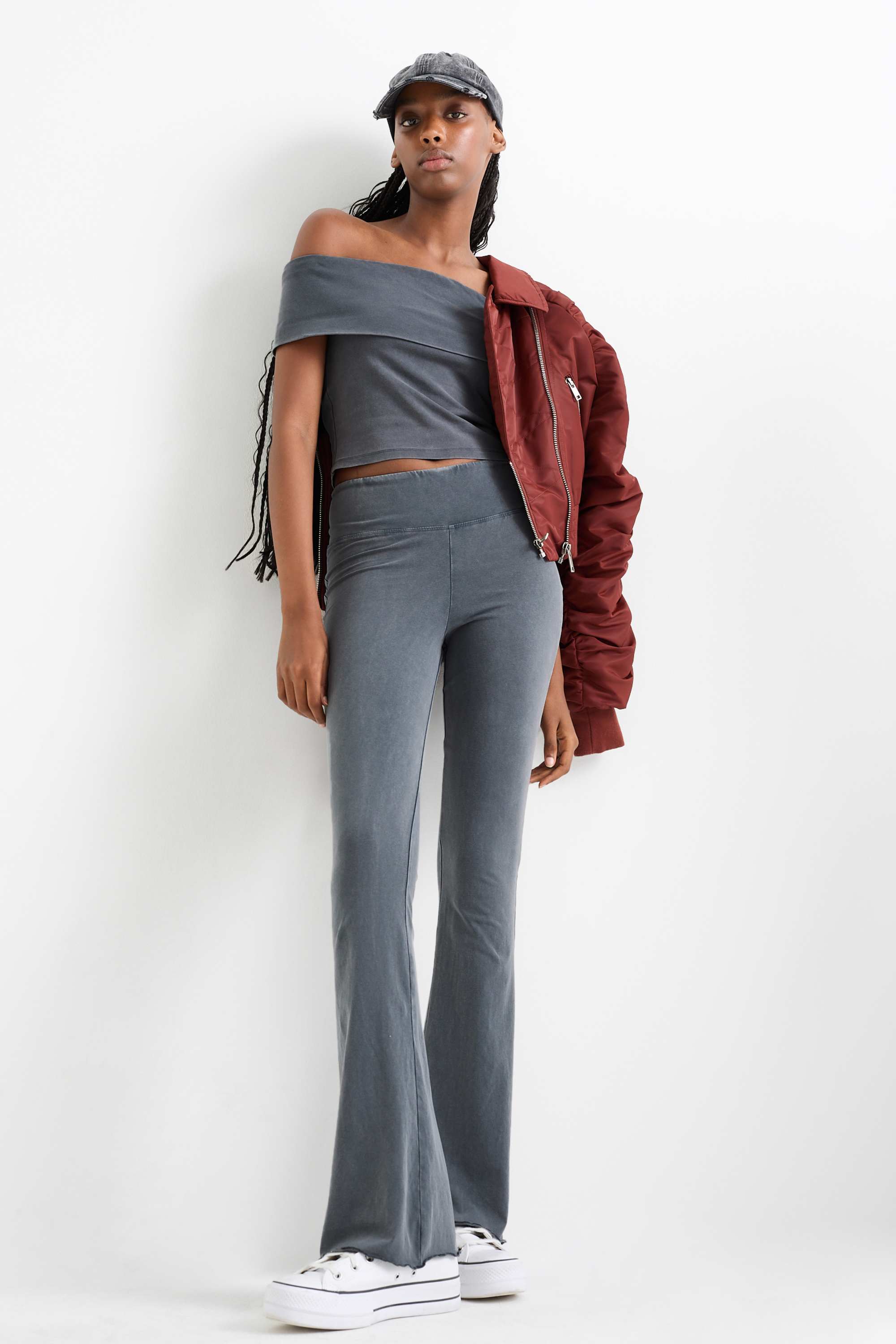Cropped T-shirt dark gray