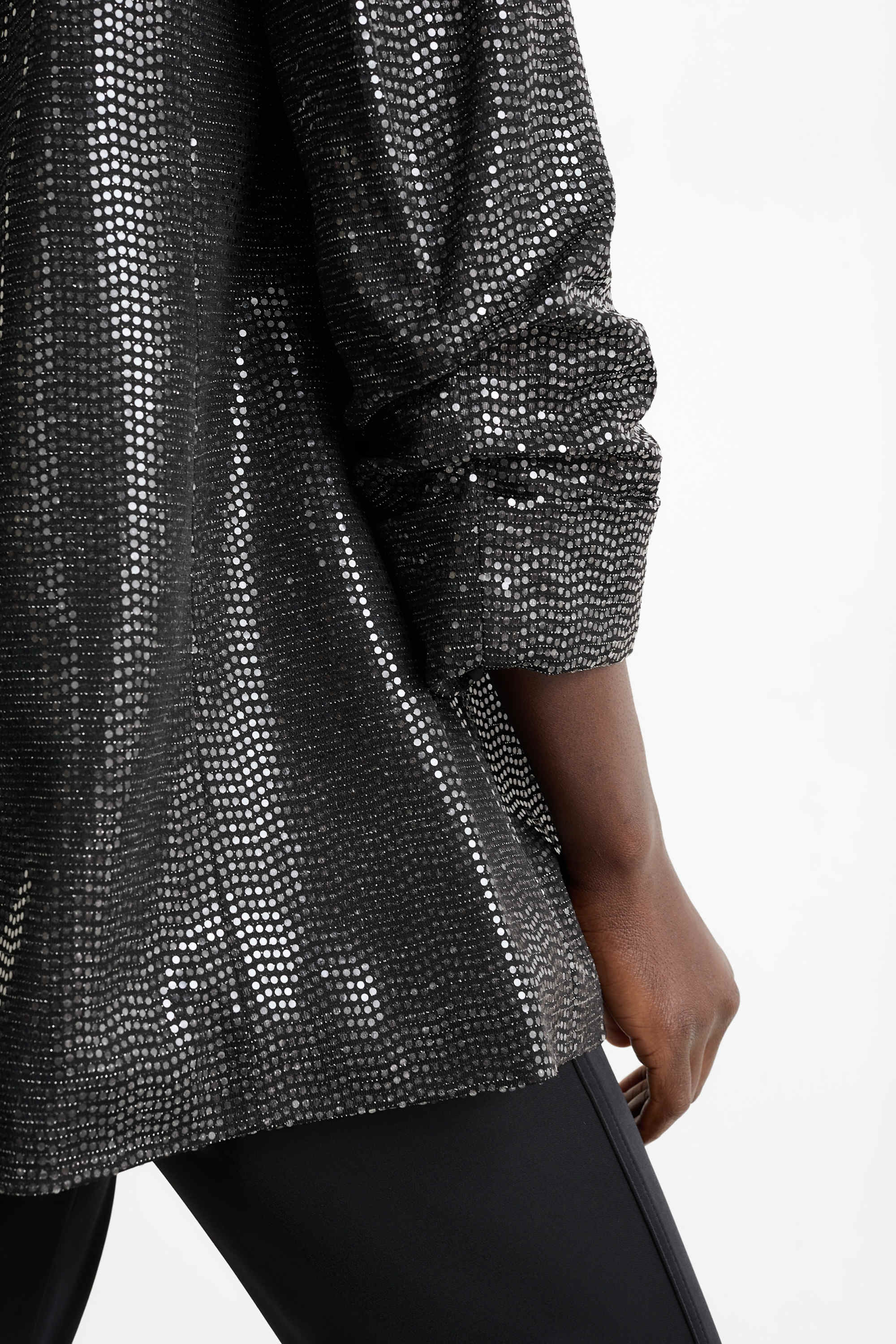 Long sequin blazer - relaxed fit black
