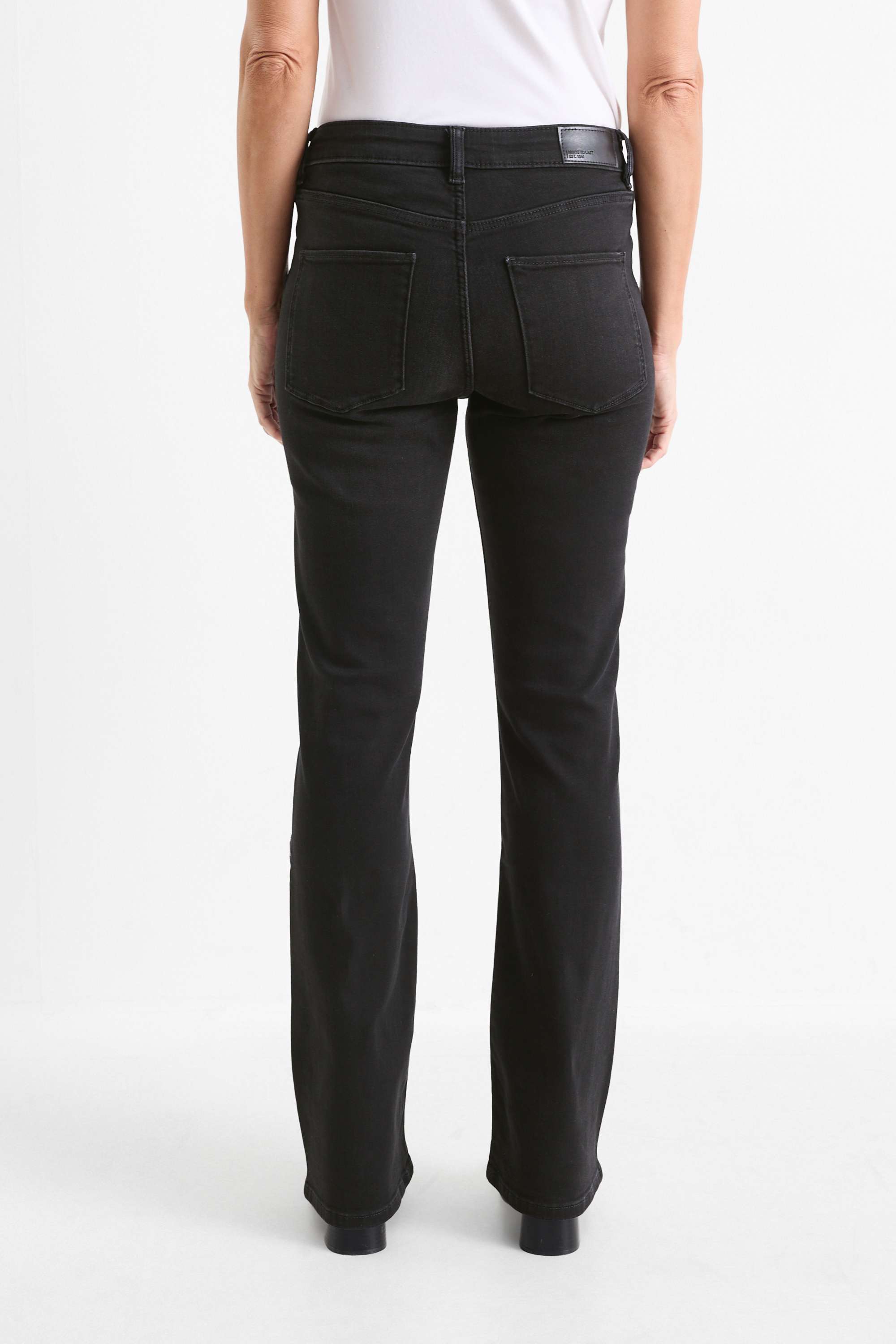 Bootcut jeans with rhinestones - mid-rise waist denim-dark gray