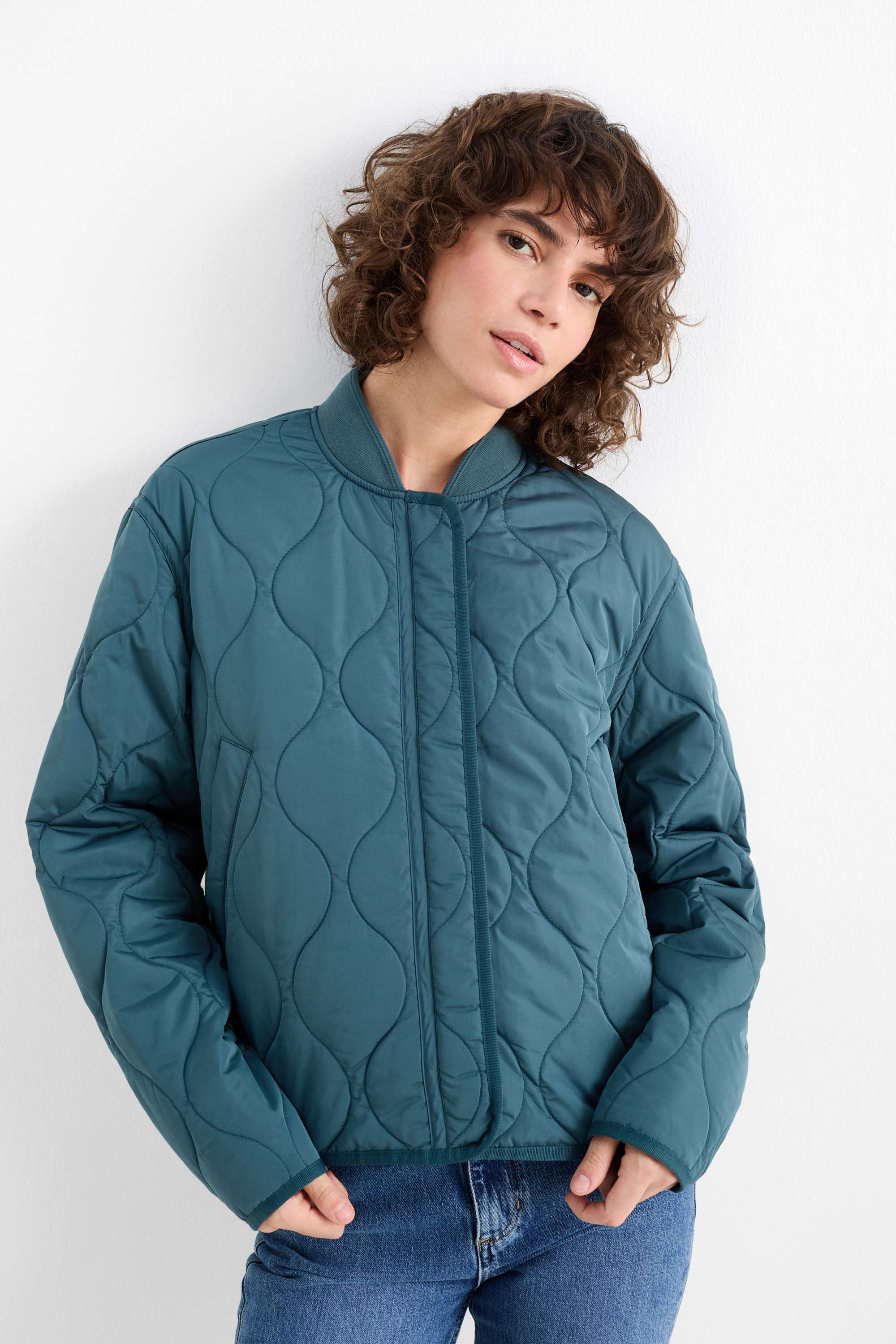 Quilted jacket - water-repellent turquoise