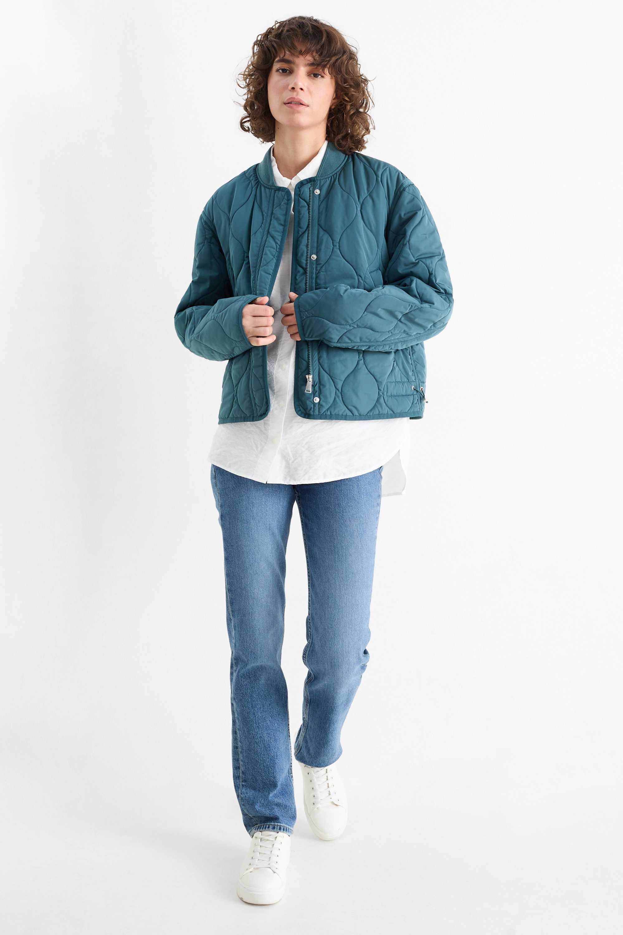 Quilted jacket - water-repellent turquoise