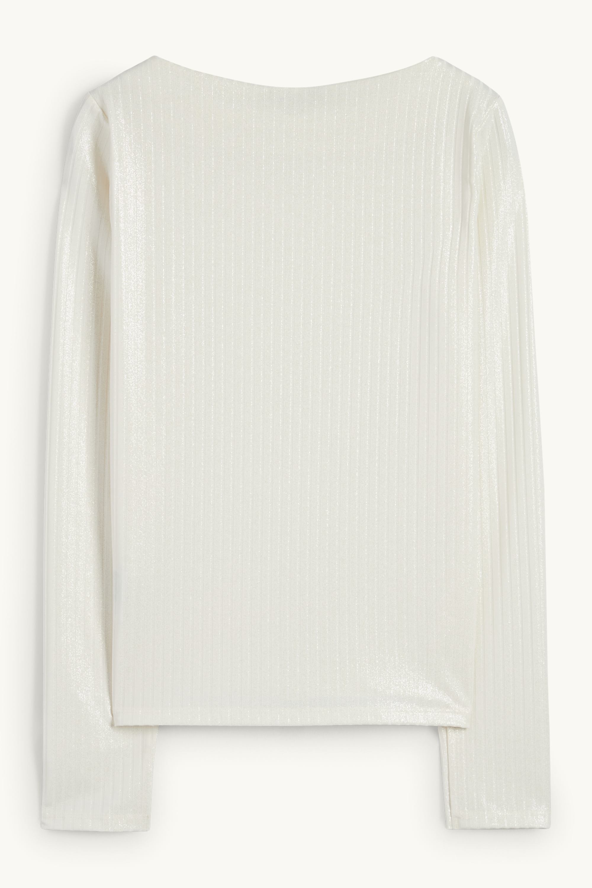 Long sleeve top - ribbed - shiny cremewhite