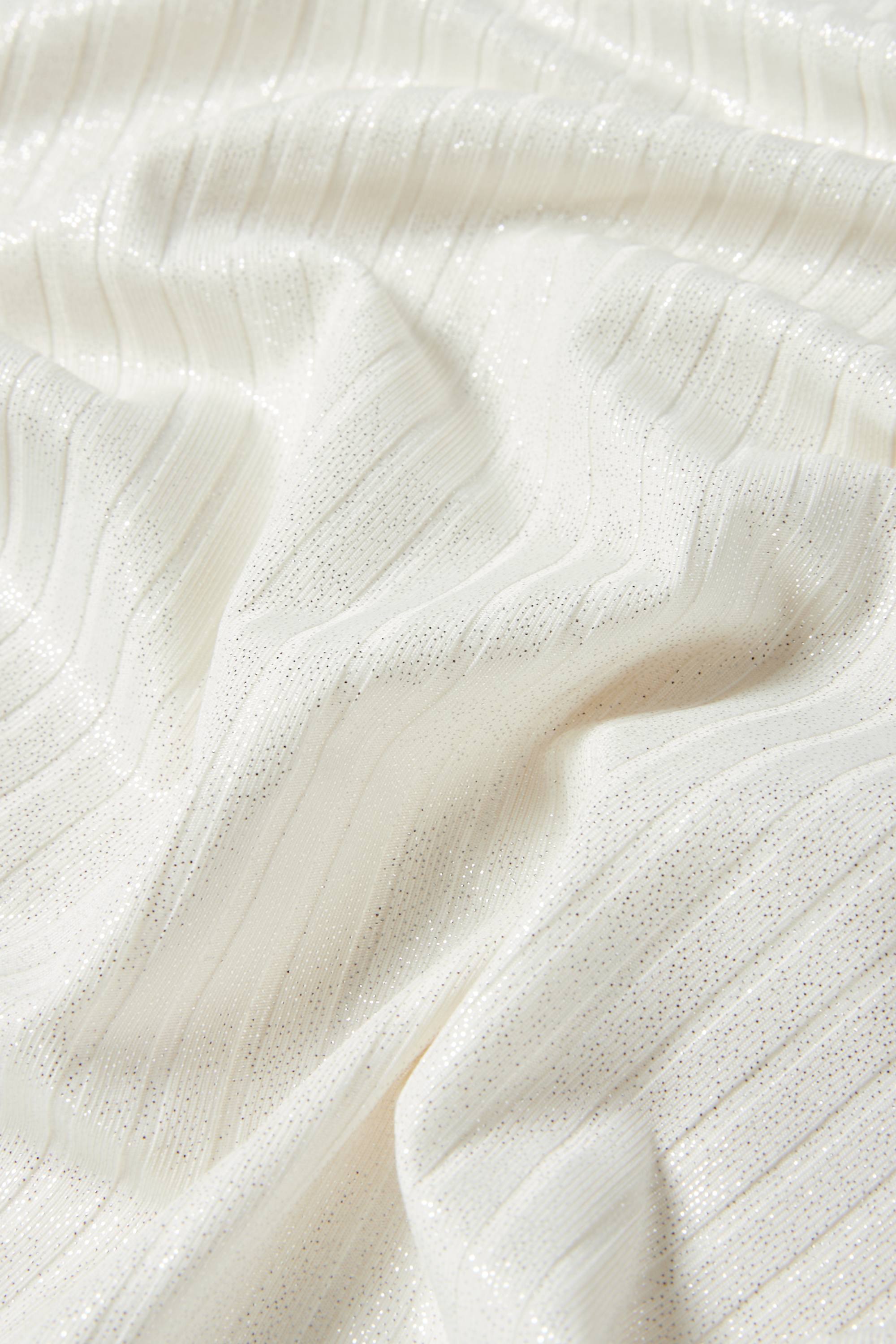Long sleeve top - ribbed - shiny cremewhite