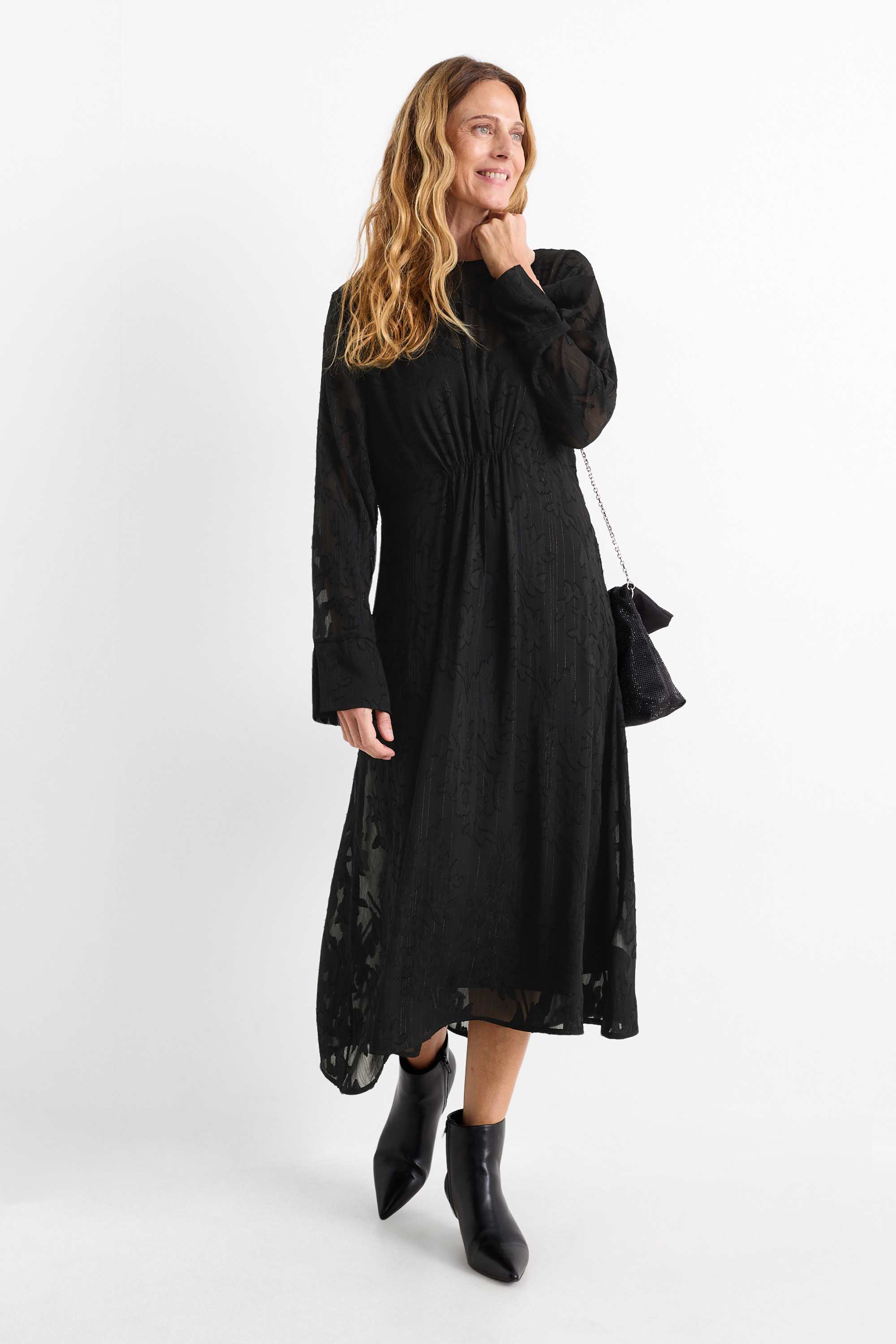 Chiffon dress - floral black