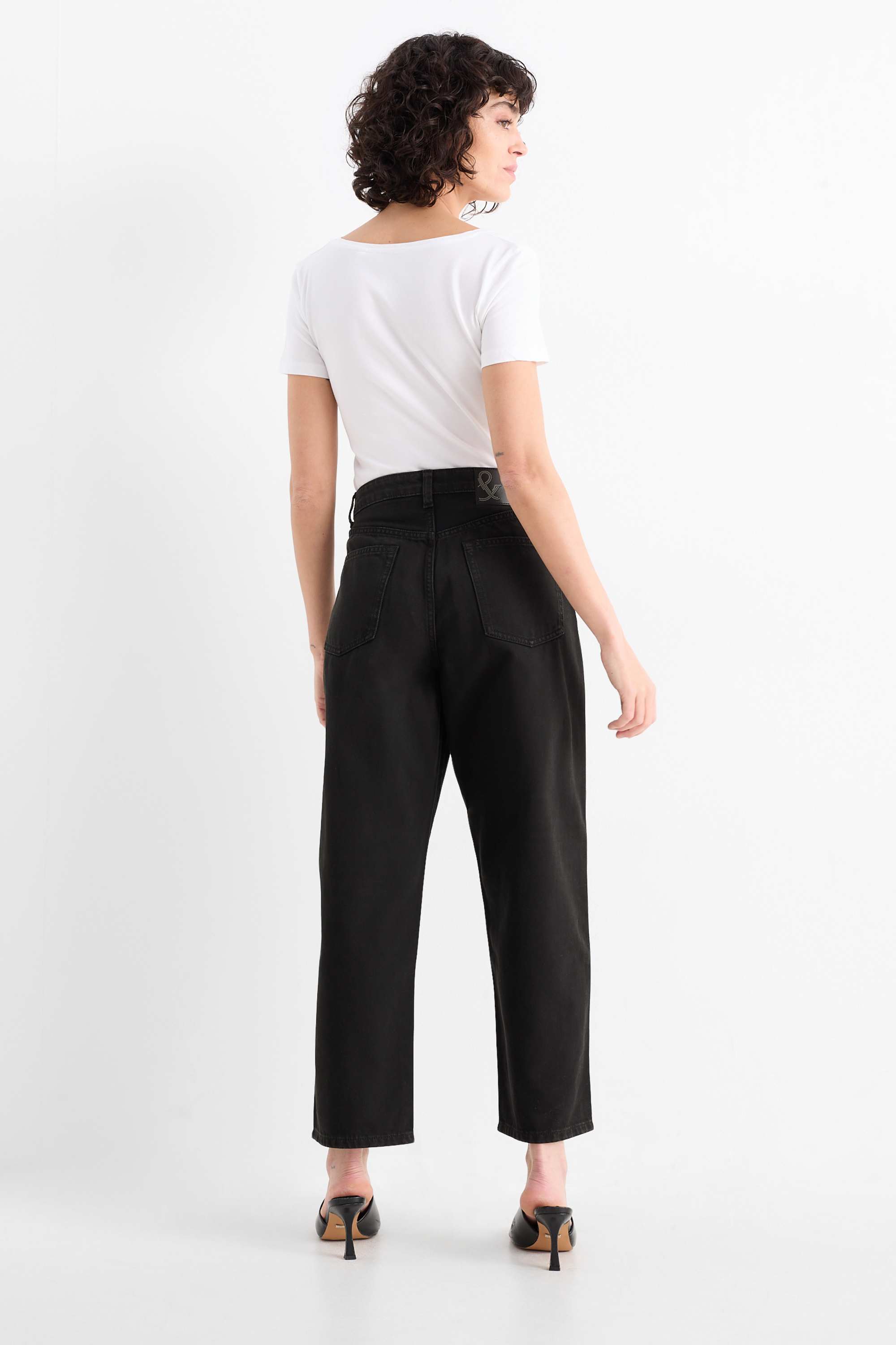 Barrel jeans - mid-rise waist black