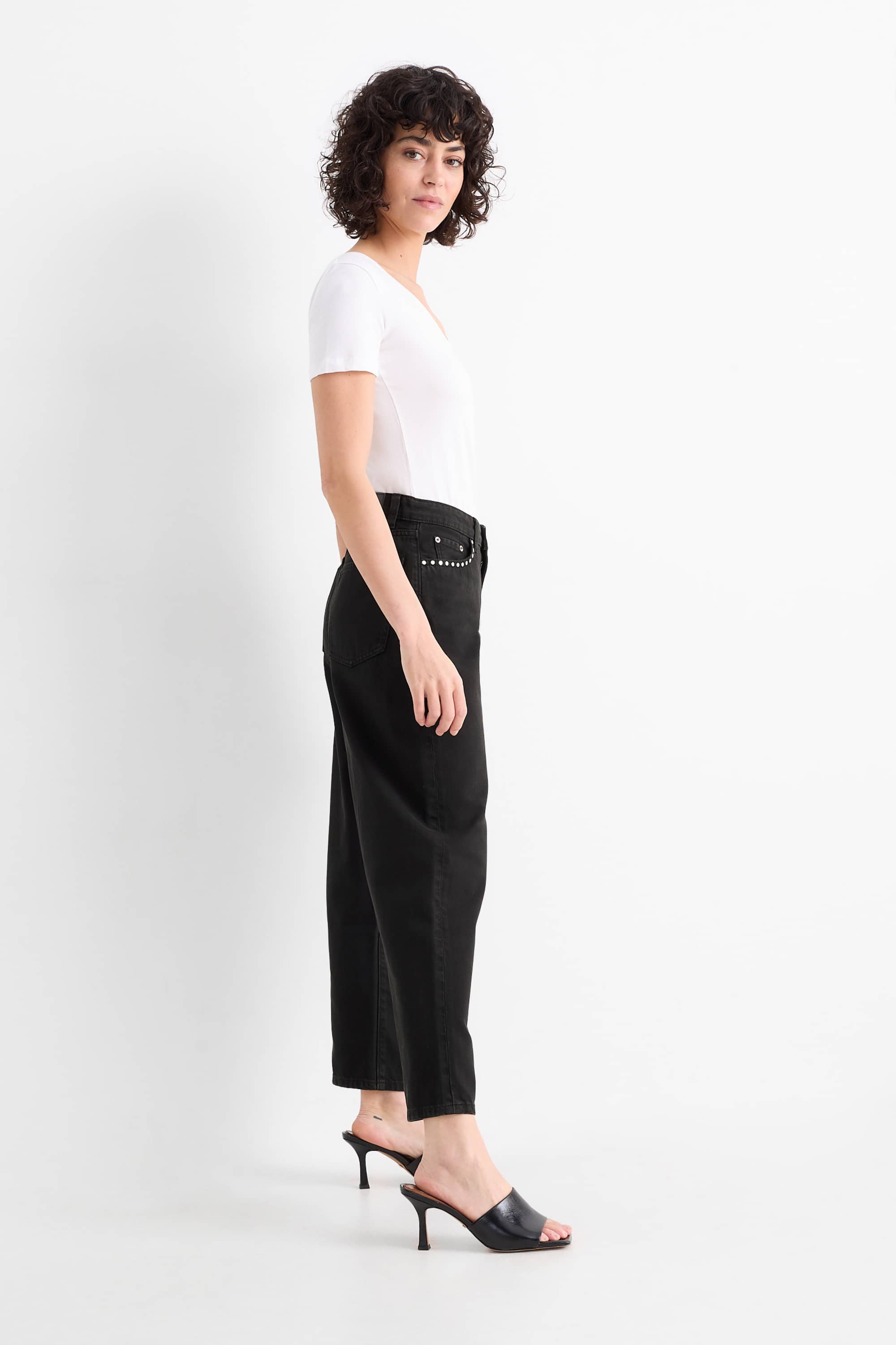 Barrel jeans - mid-rise waist black