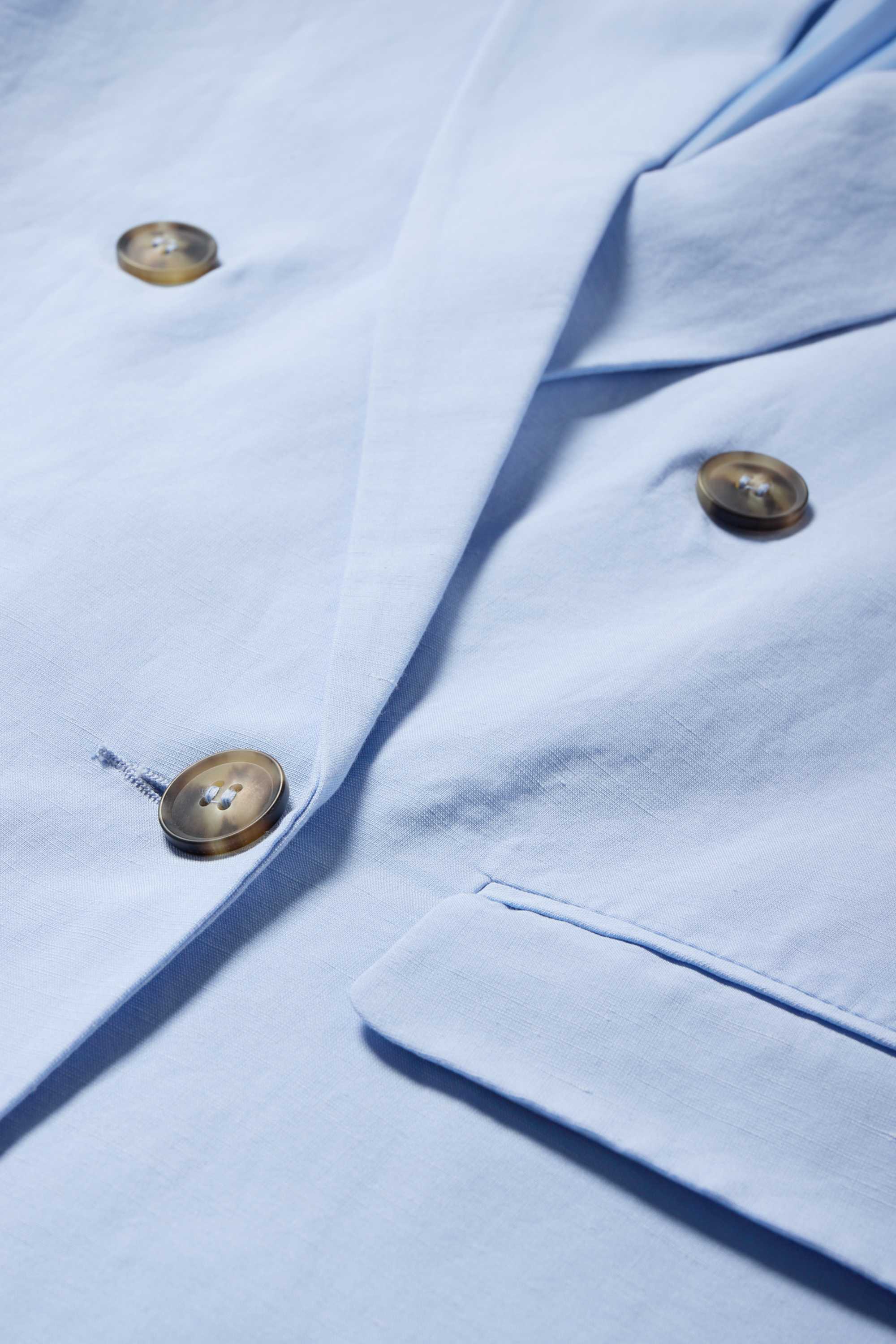 Long blazer with linen content - regular fit light blue