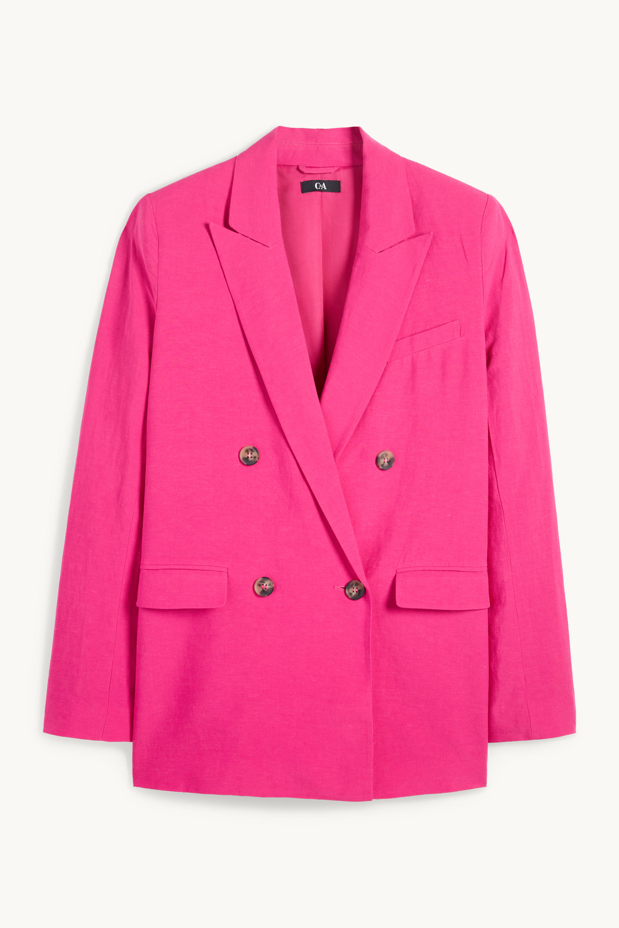 Long blazer with linen content - regular fit pink