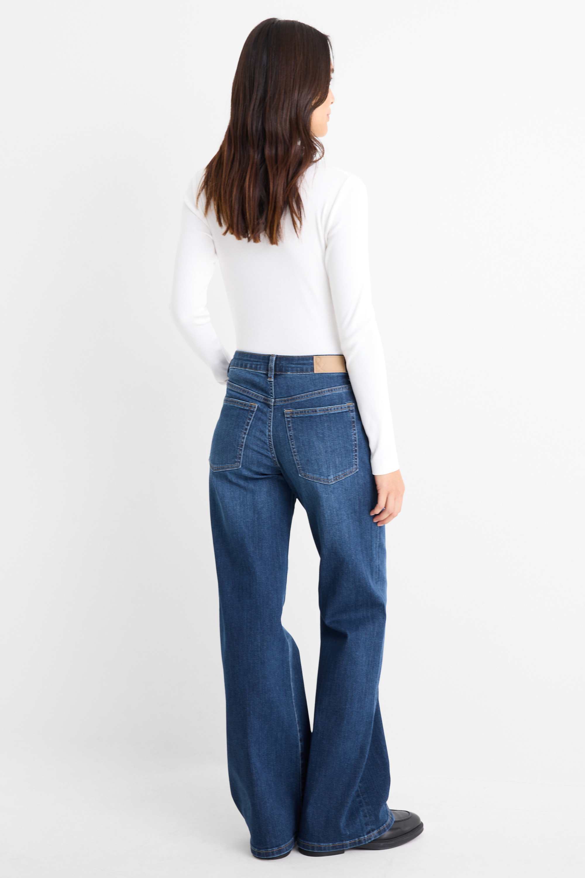 Wide leg jeans - high waist blue denim