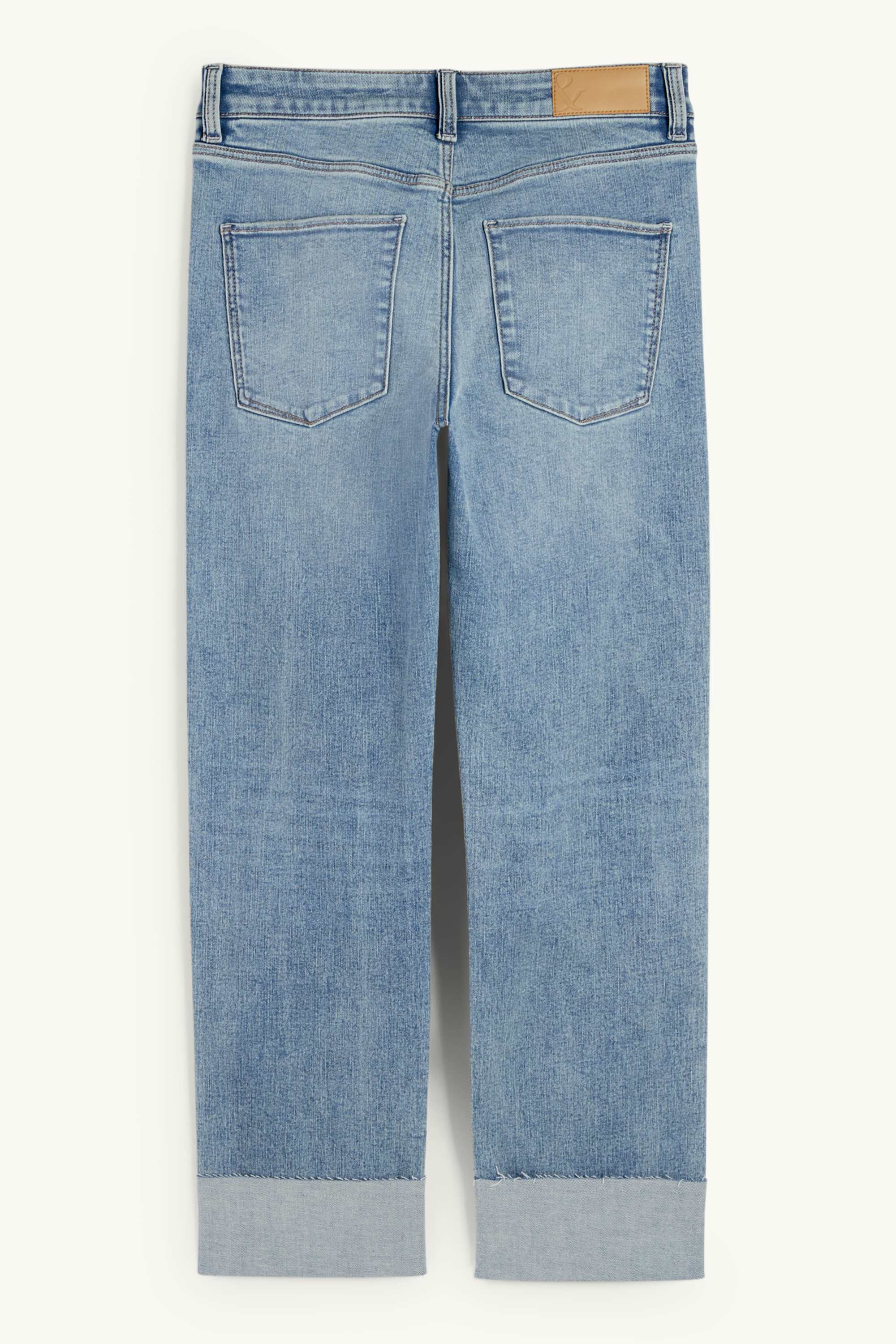 Cropped straight jeans - mid-rise waist - LYCRA® denim-light blue