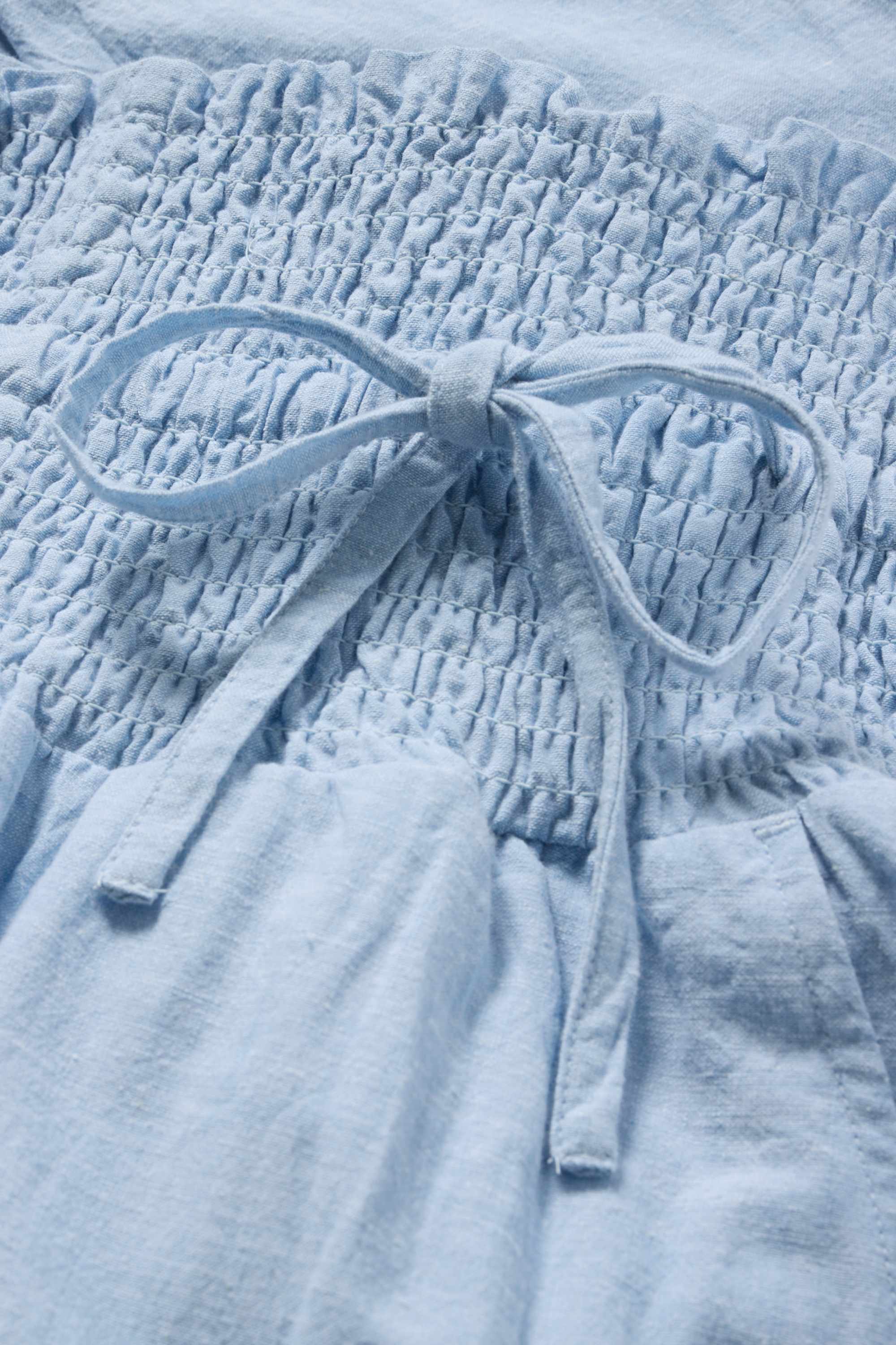 Maternity cloth trousers - smocked light blue