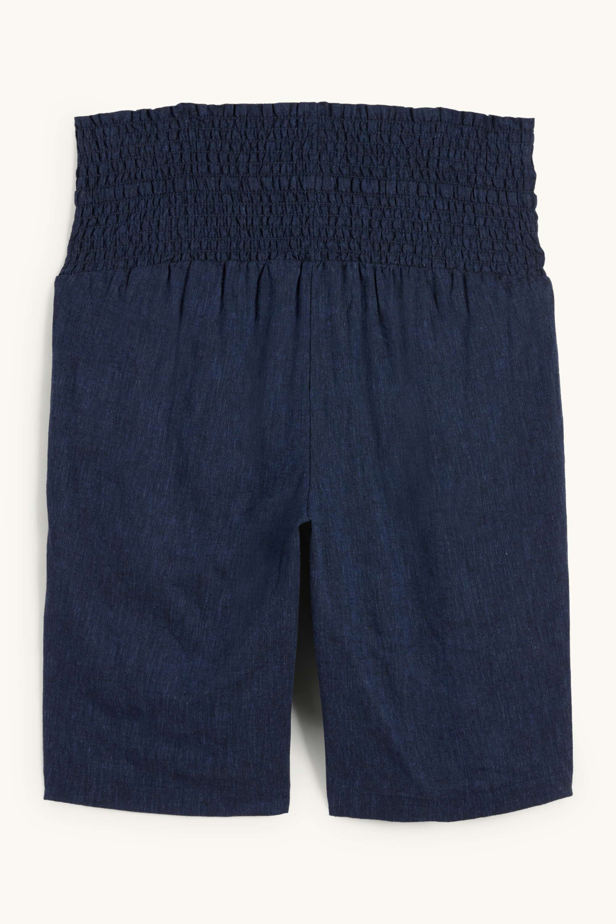 Maternity Bermuda shorts - linen blend - smocked dark blue