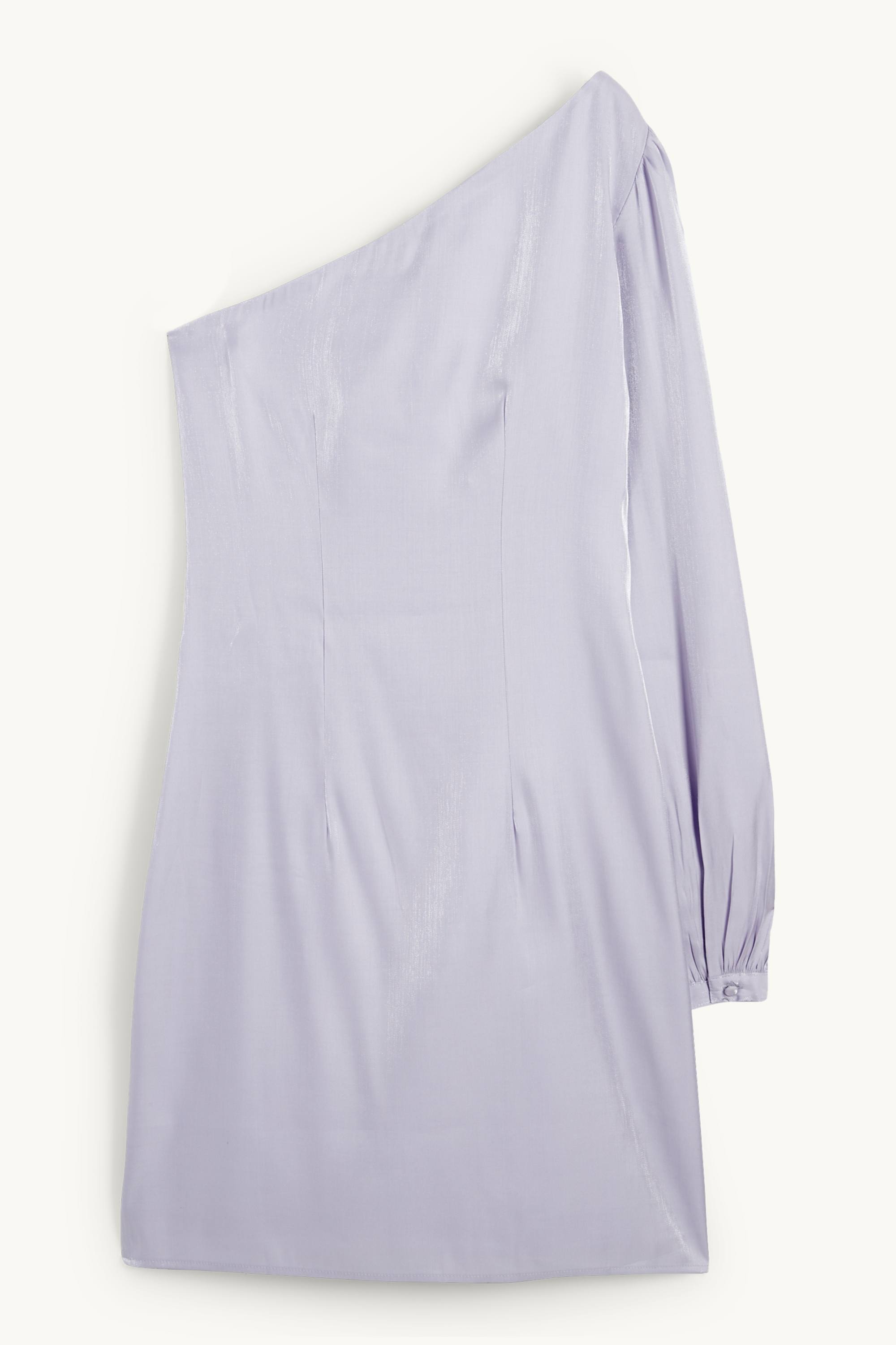One-shoulder dress - shiny light violet