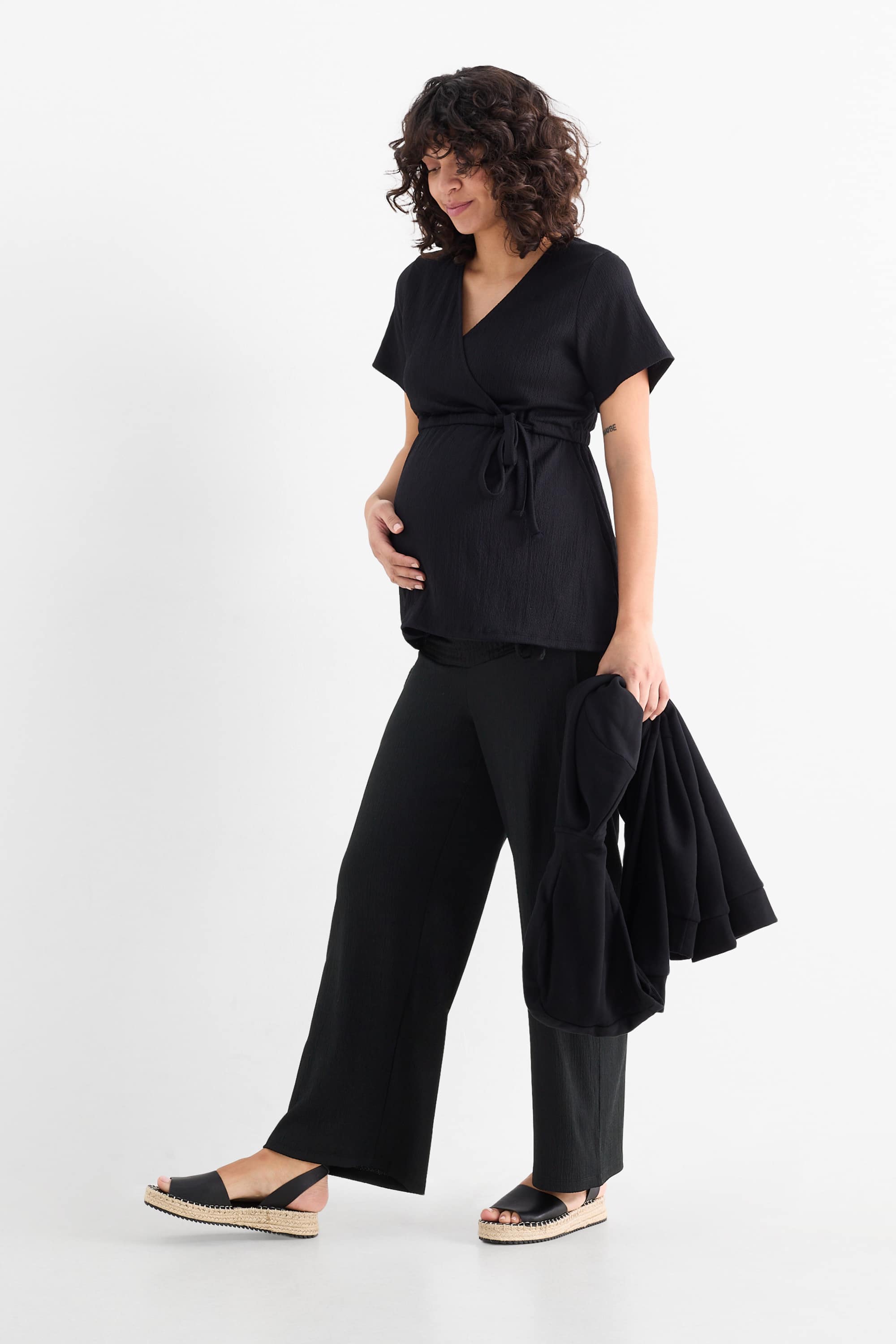 Maternity trousers - palazzo black
