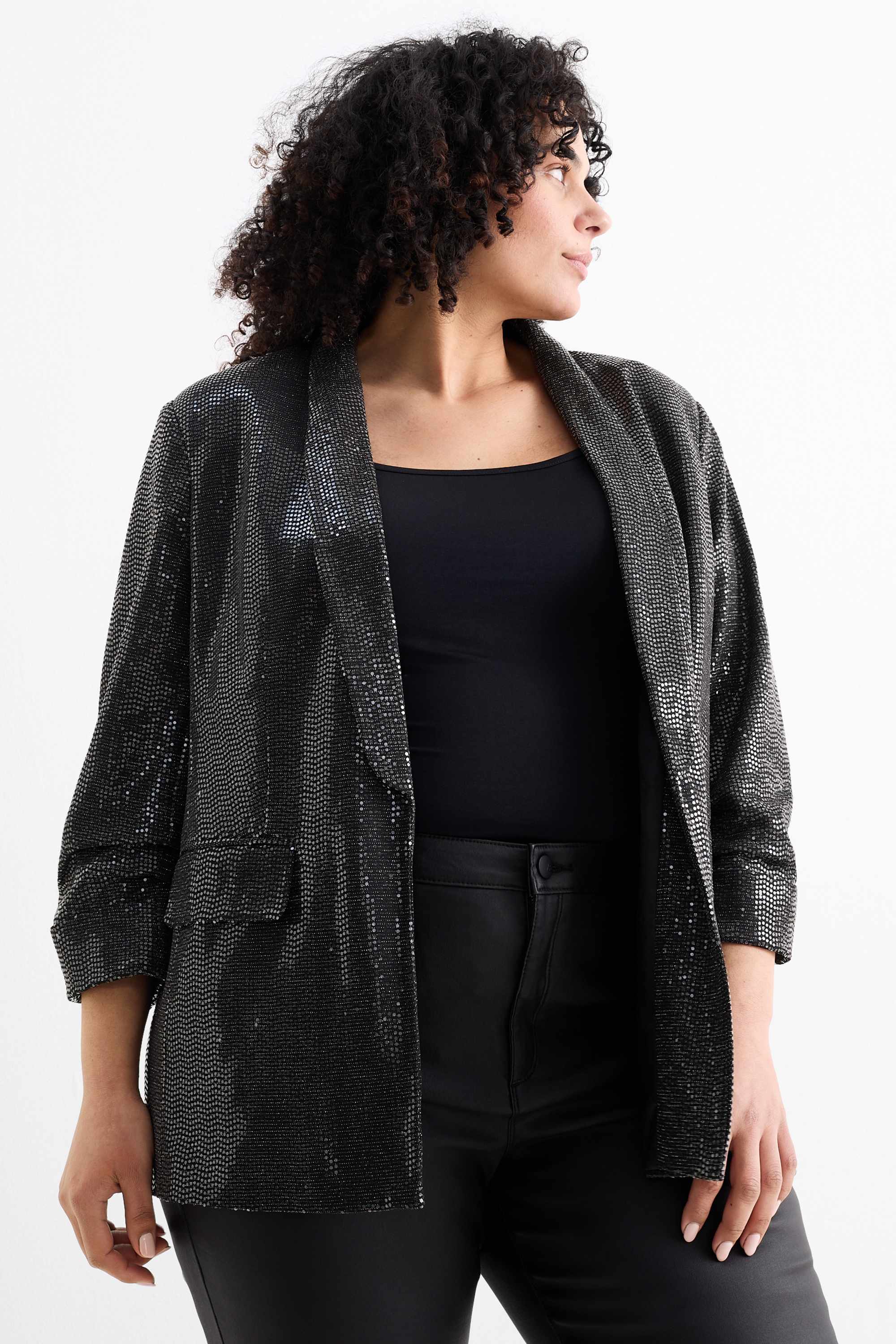Blazer - relaxed fit - shiny dark gray