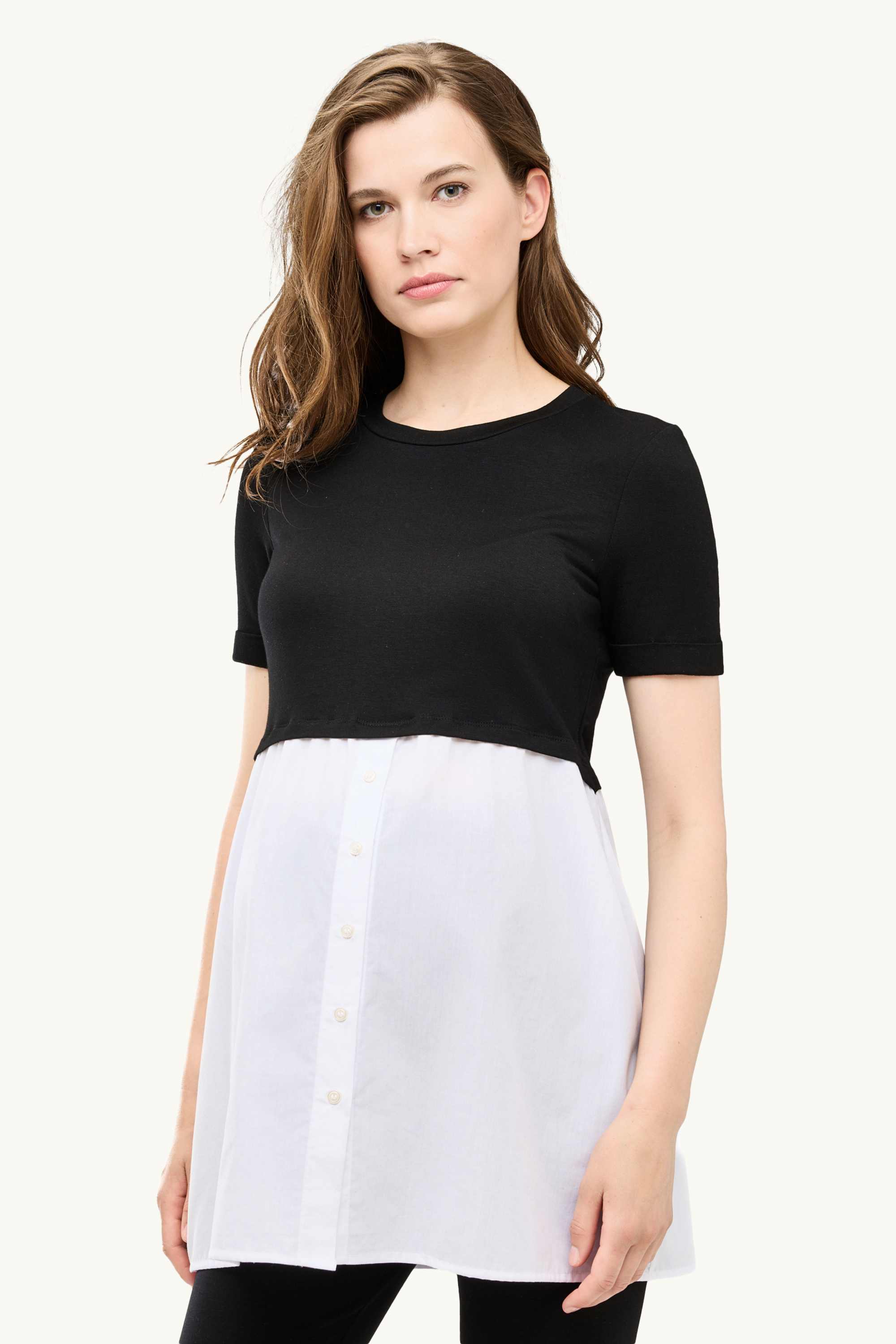 Maternity T-shirt - 2-in-1 look white / black