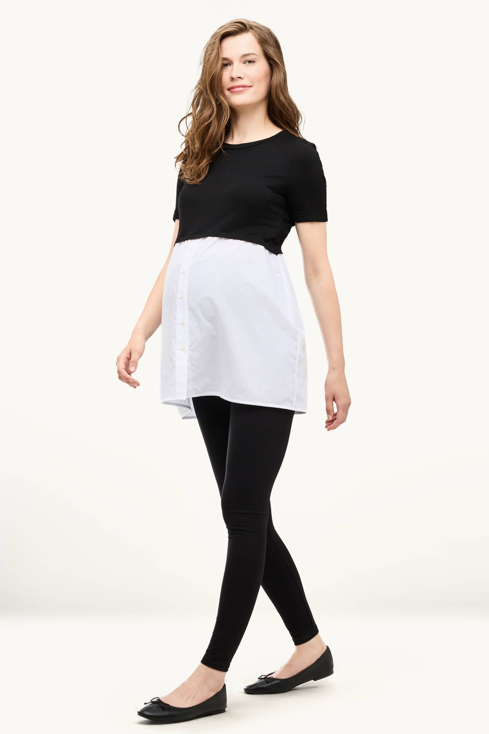 Maternity T-shirt - 2-in-1 look white / black