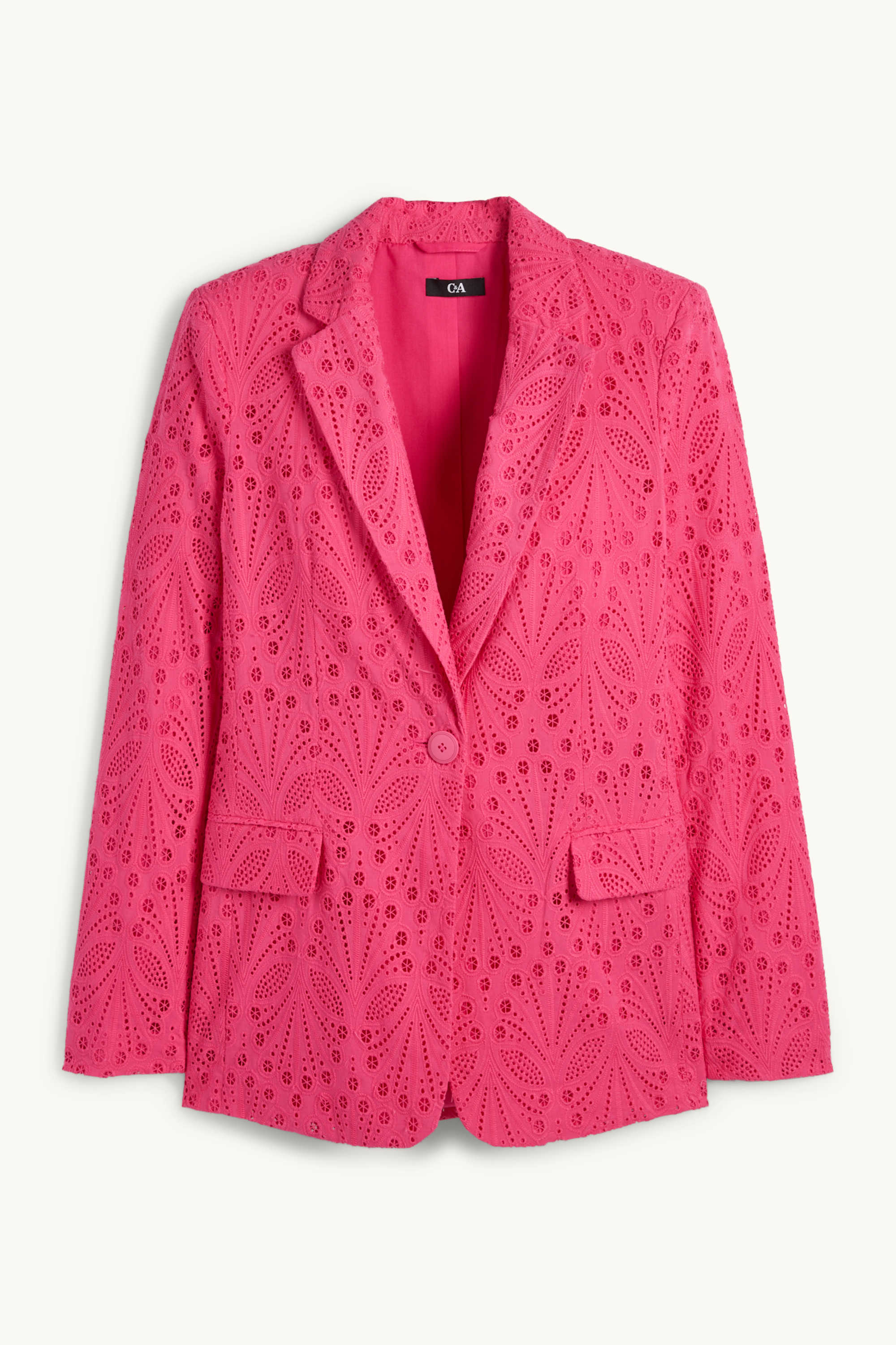 Long blazer - regular fit - broderie anglaise pink
