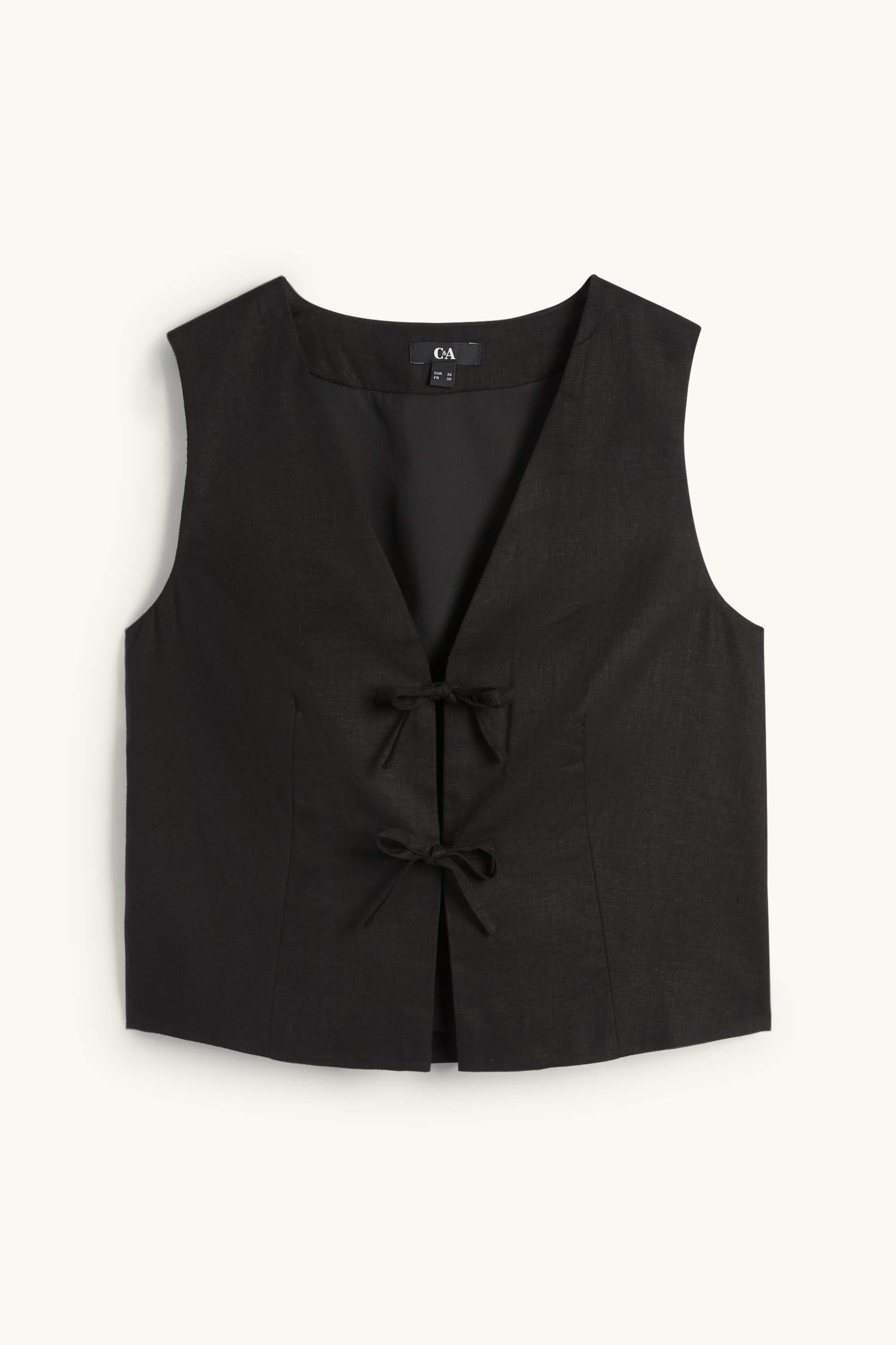 Business waistcoat - fitted - linen blend black