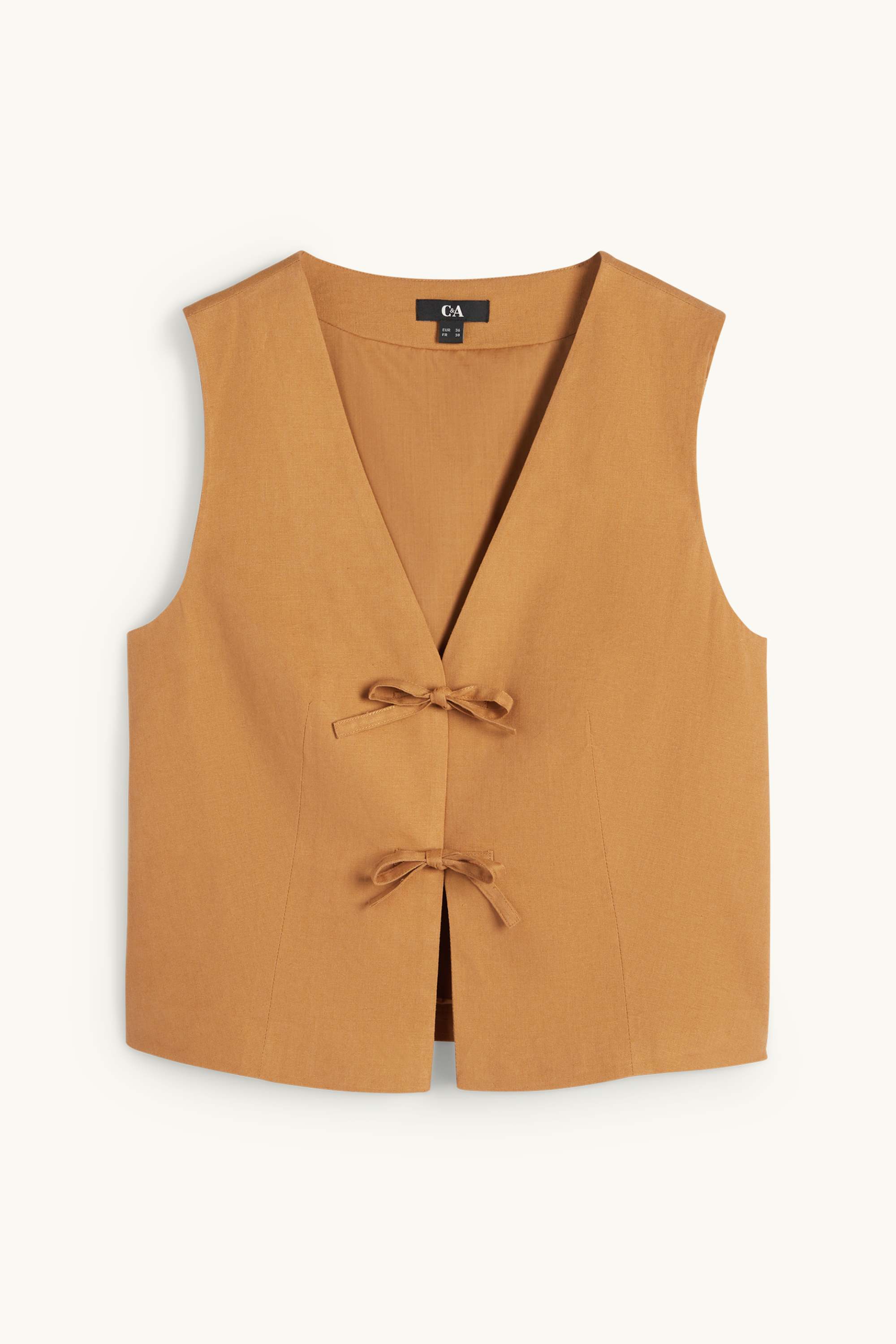 Business waistcoat - fitted - linen blend light brown