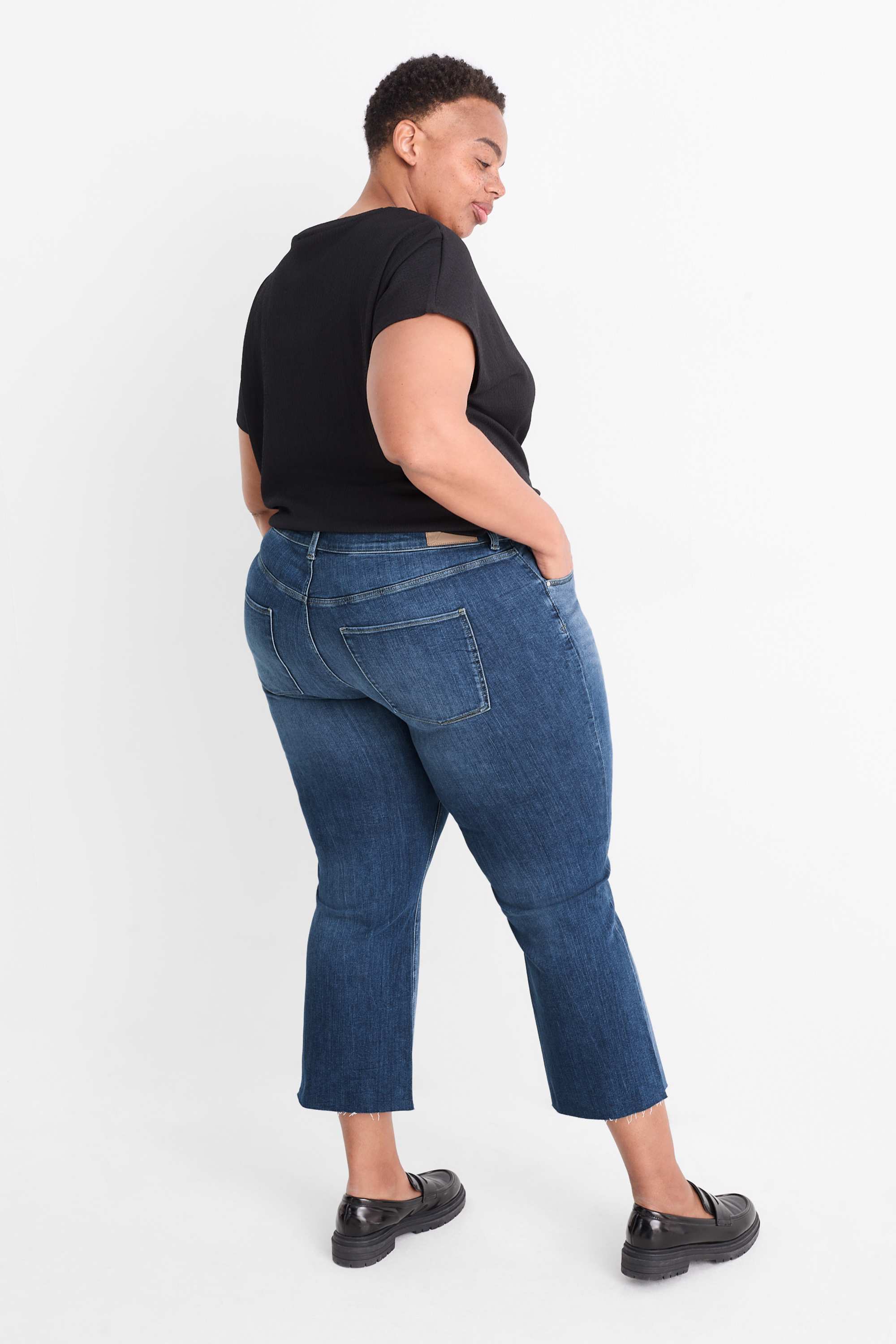 Bootcut jeans - mid-rise waist denim-dark blue