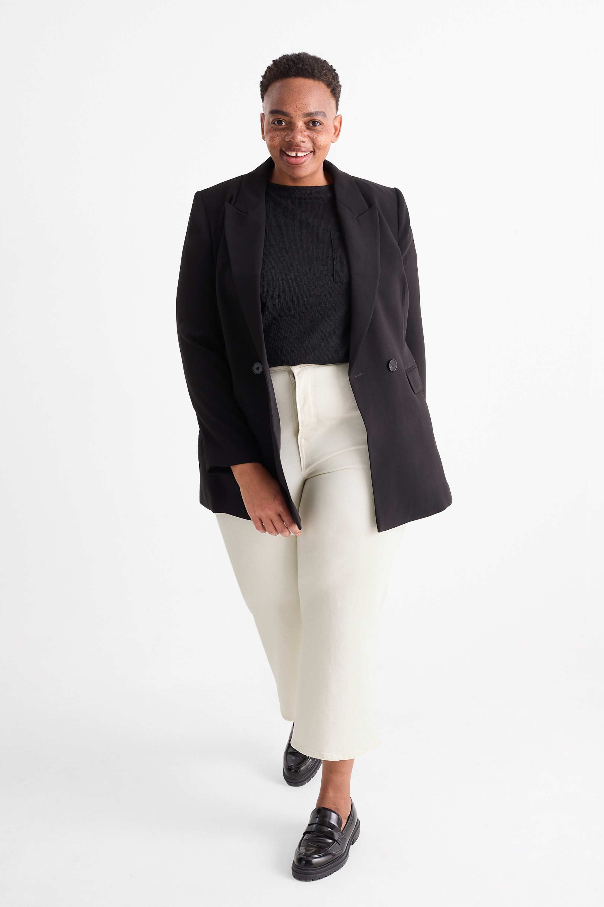 Wide leg jeans - high waist white
