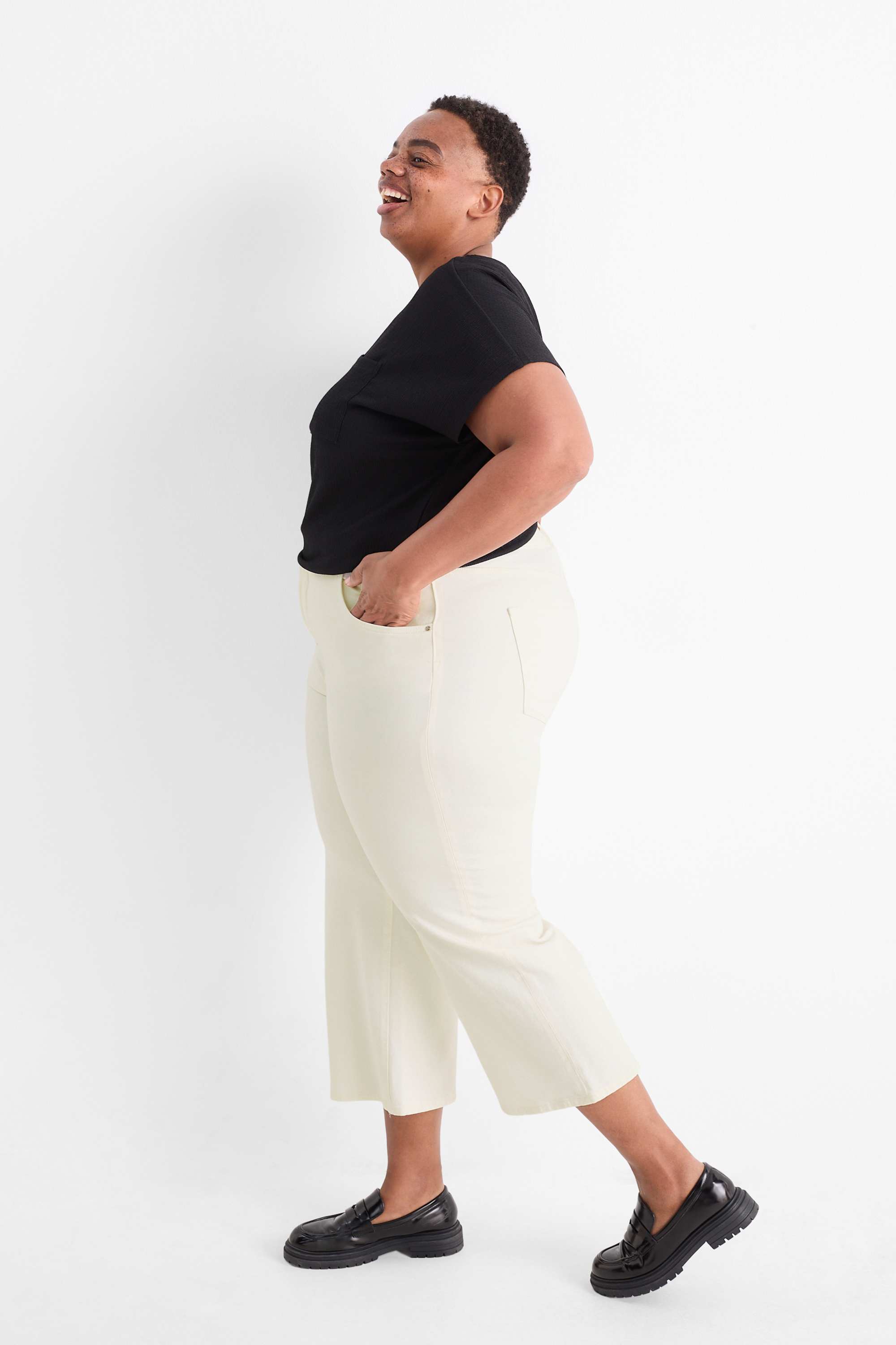 Wide leg jeans - high waist white
