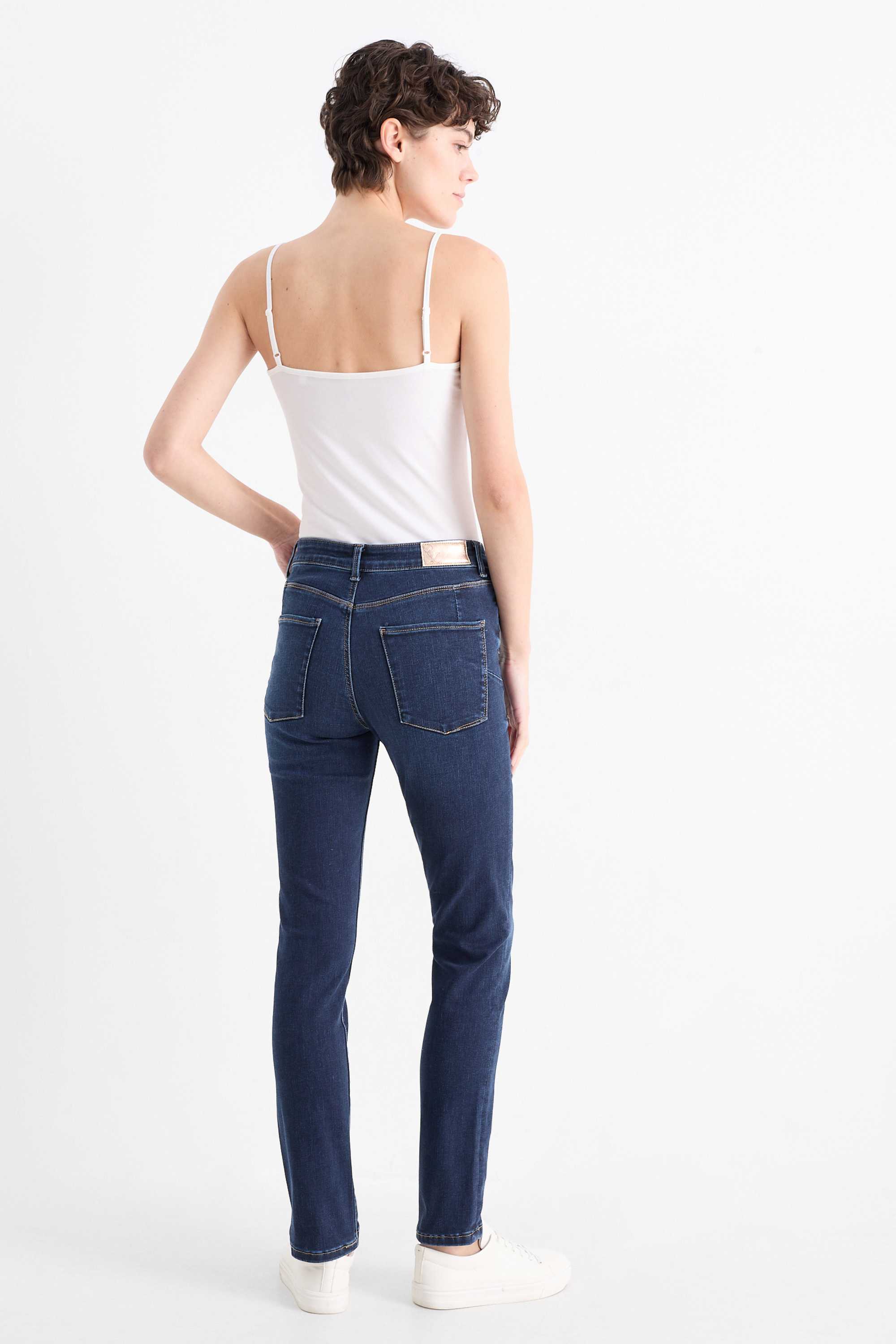 Slim jeans - mid-rise waist - shaping jeans - LYCRA® blue denim