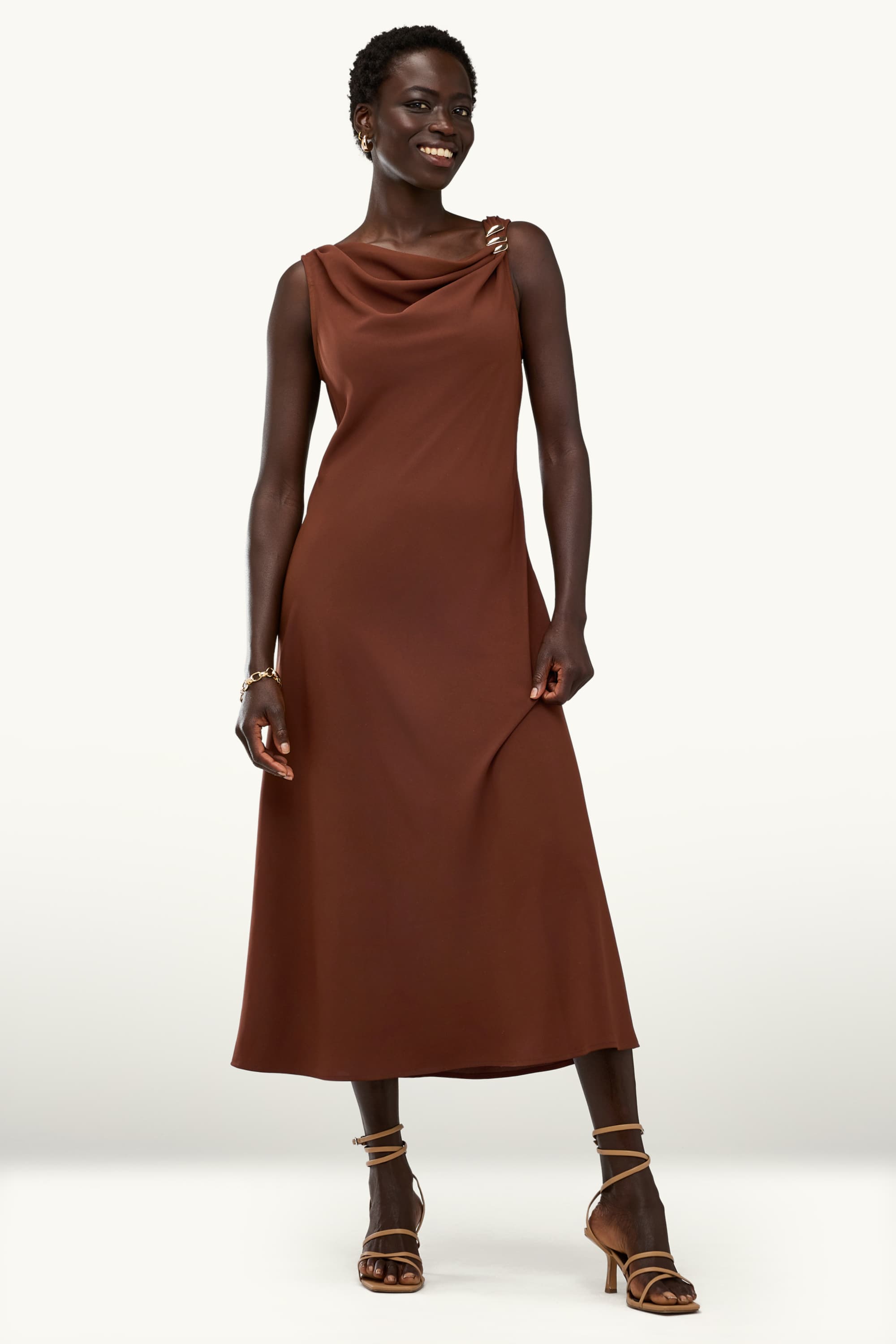 Dress - straight fit brown