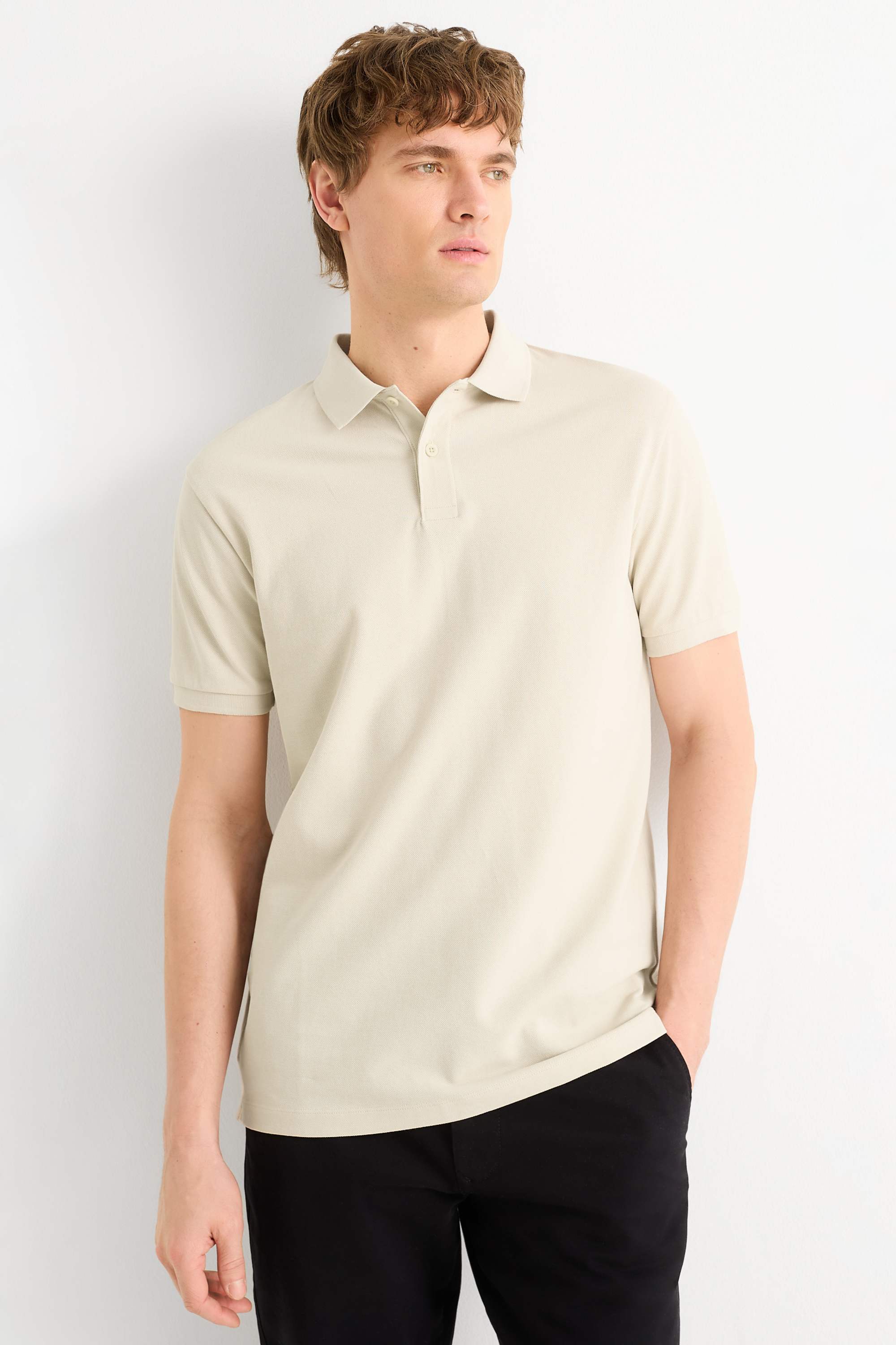 Polo shirt - regular fit light beige