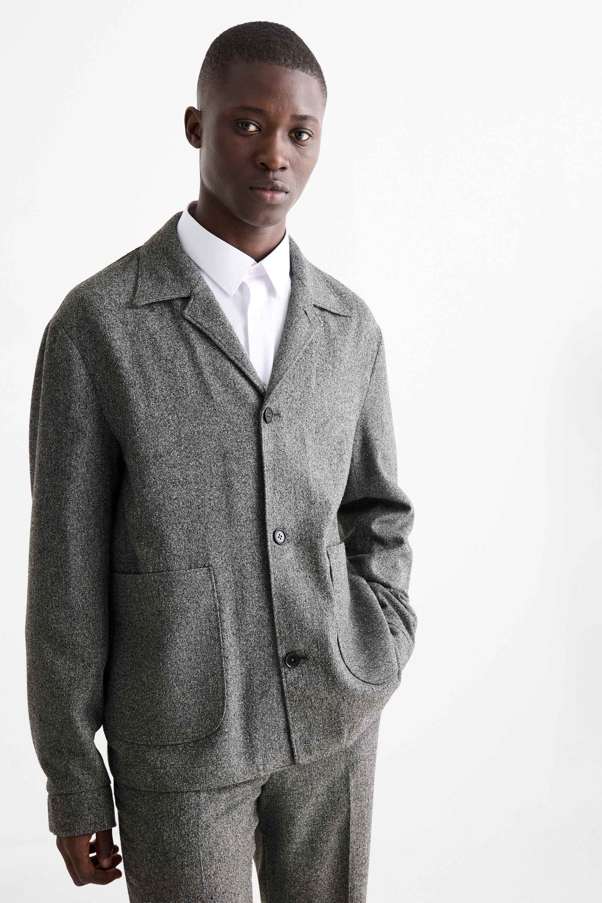 Mix & match tailored jacket - regular fit - stretch - textured gray