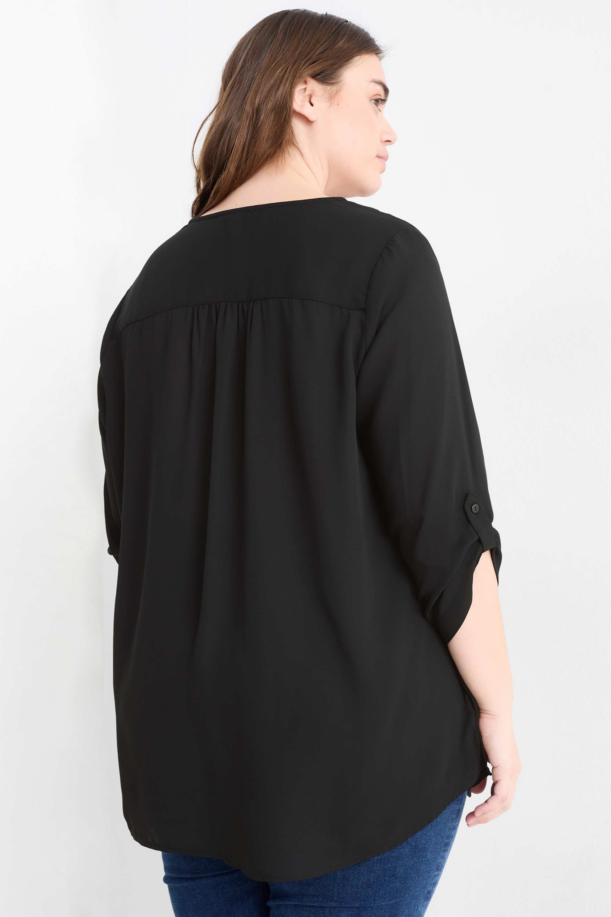 V-neck blouse black