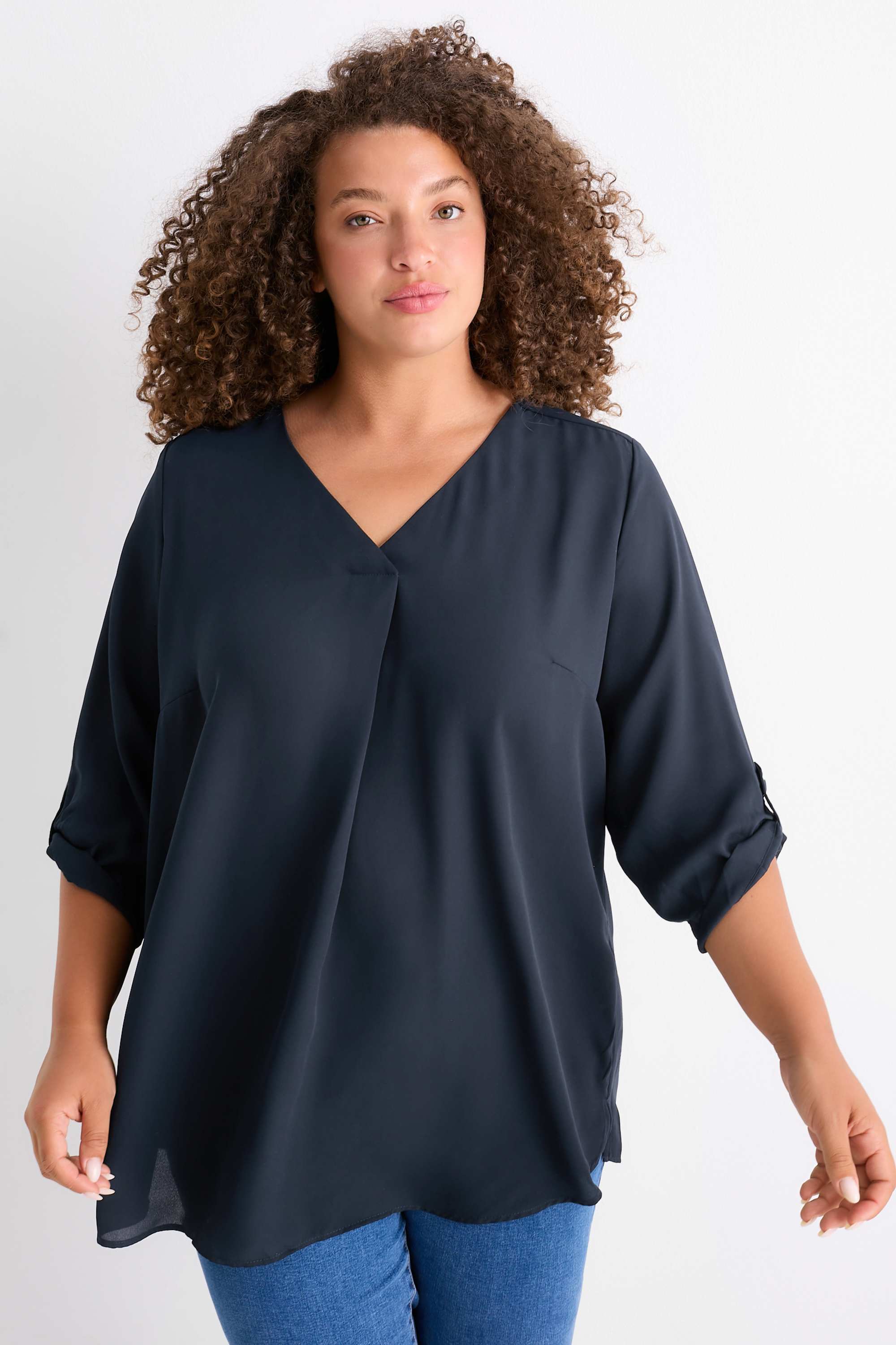 V-neck blouse dark blue