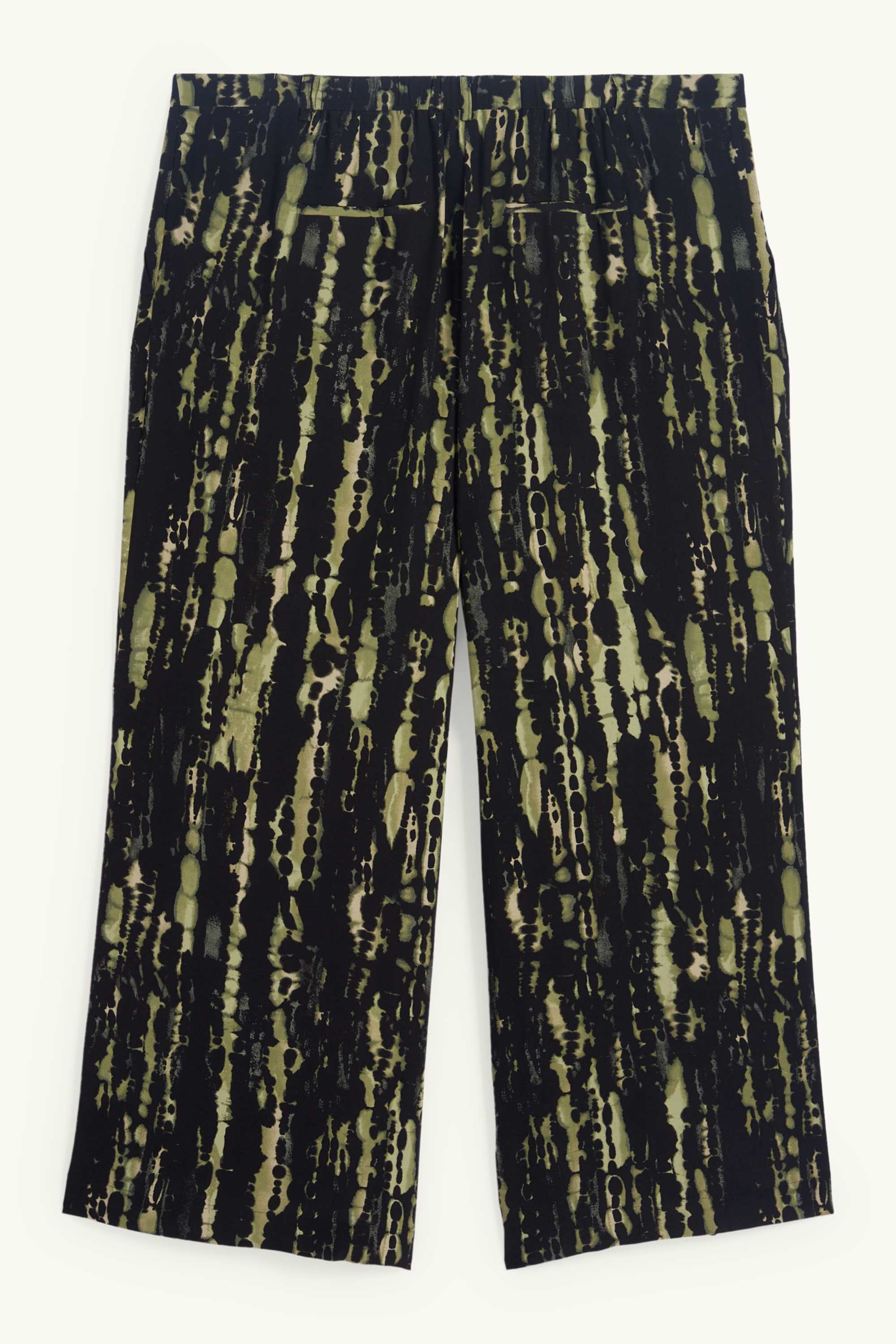 Cloth trousers - high waist - wide leg - patterned green