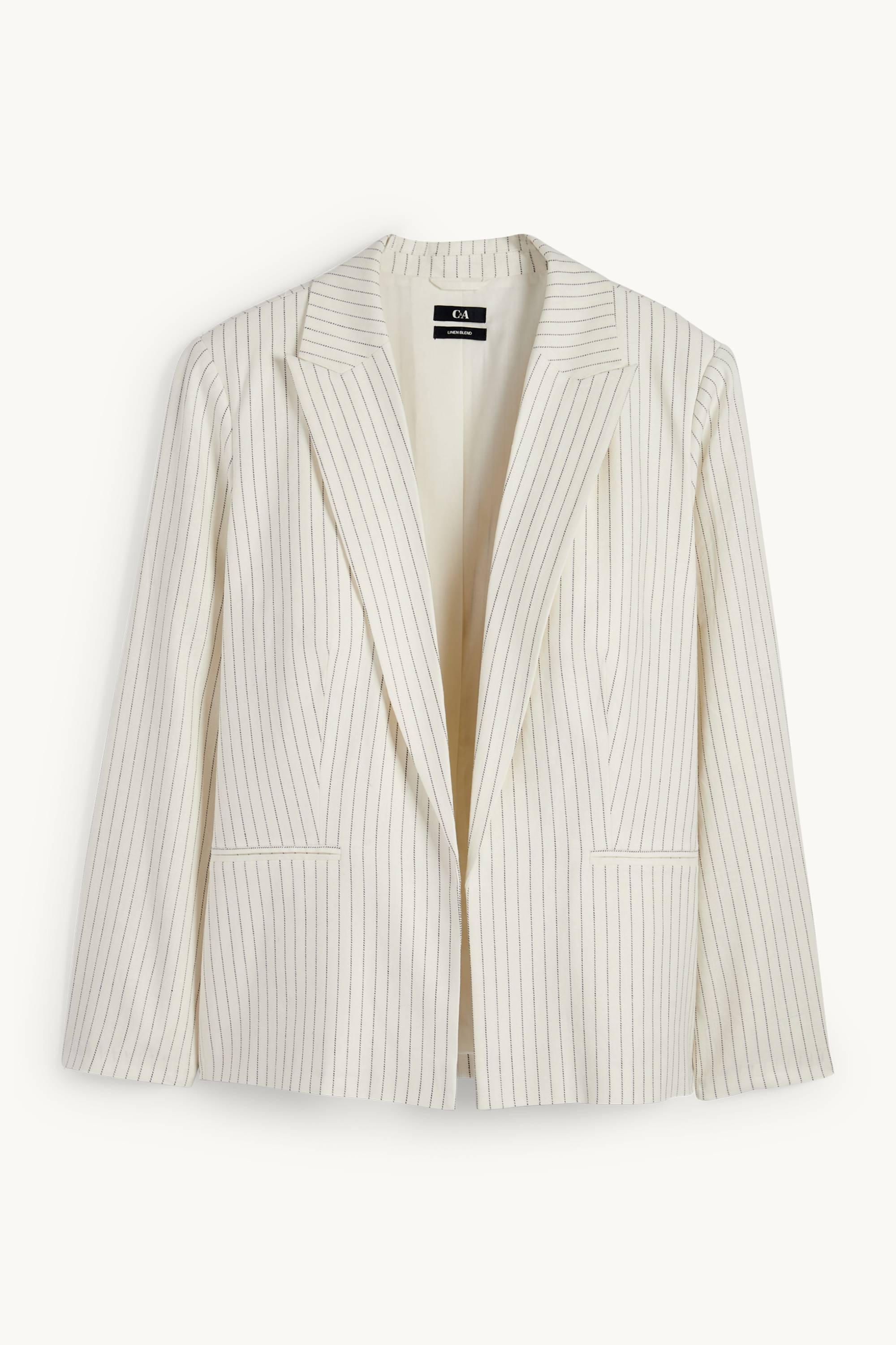 Blazer - relaxed fit - linen blend - pinstripes cremewhite