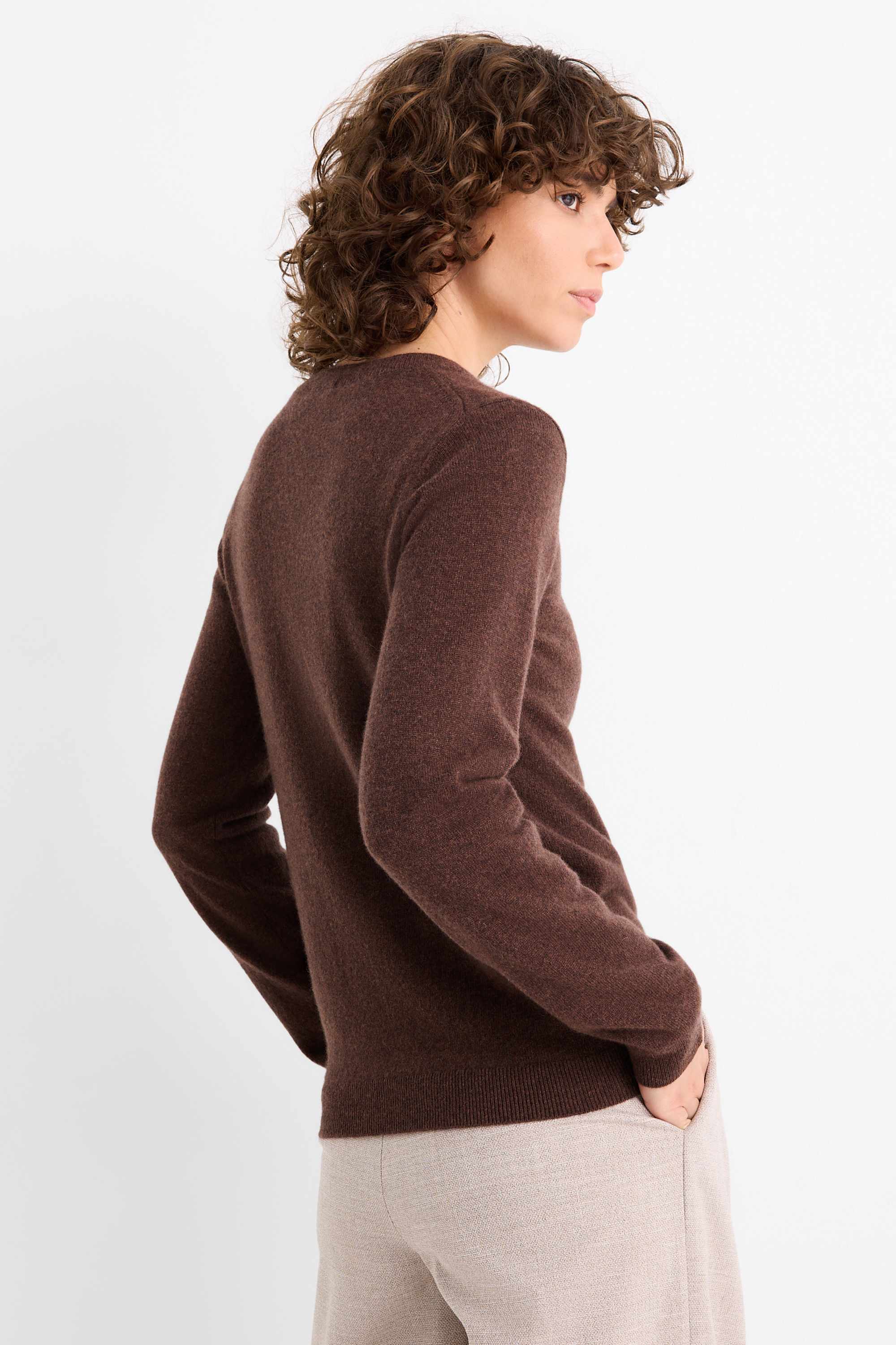 Cashmere jumper dark brown