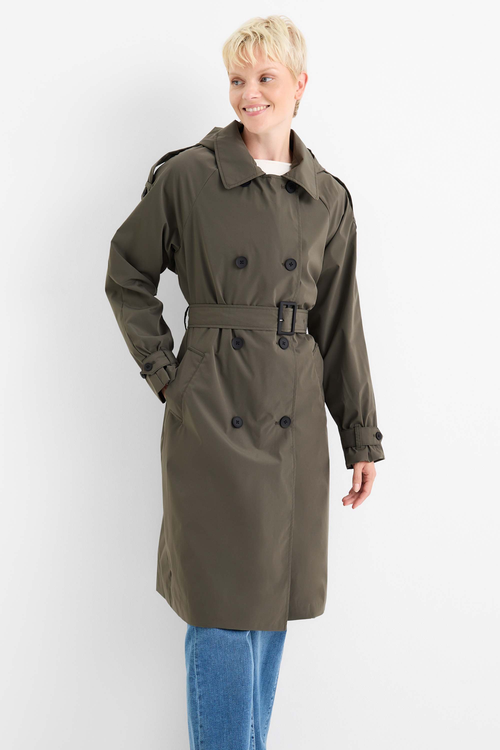Technical trench coat dark gray