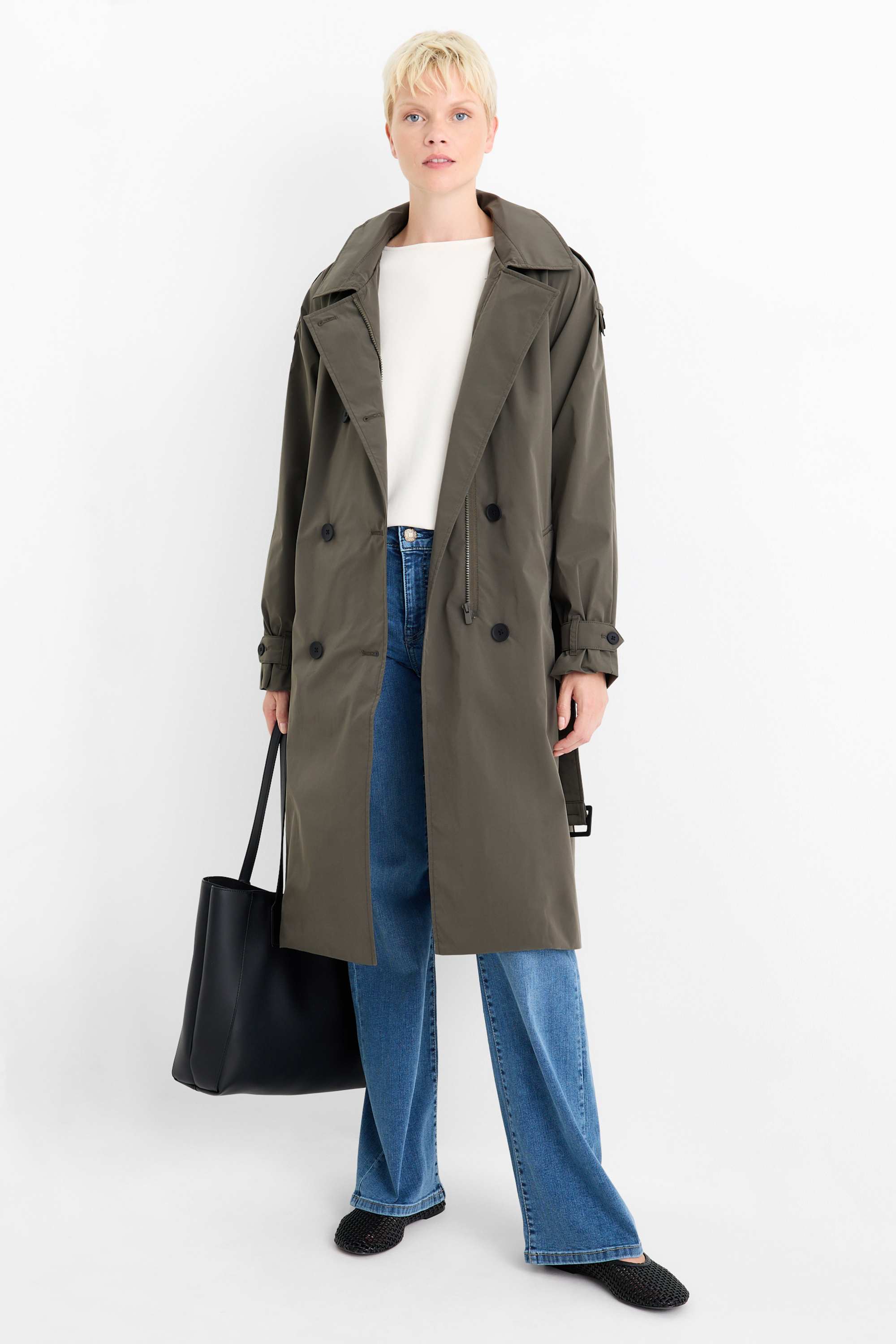 Technical trench coat dark gray
