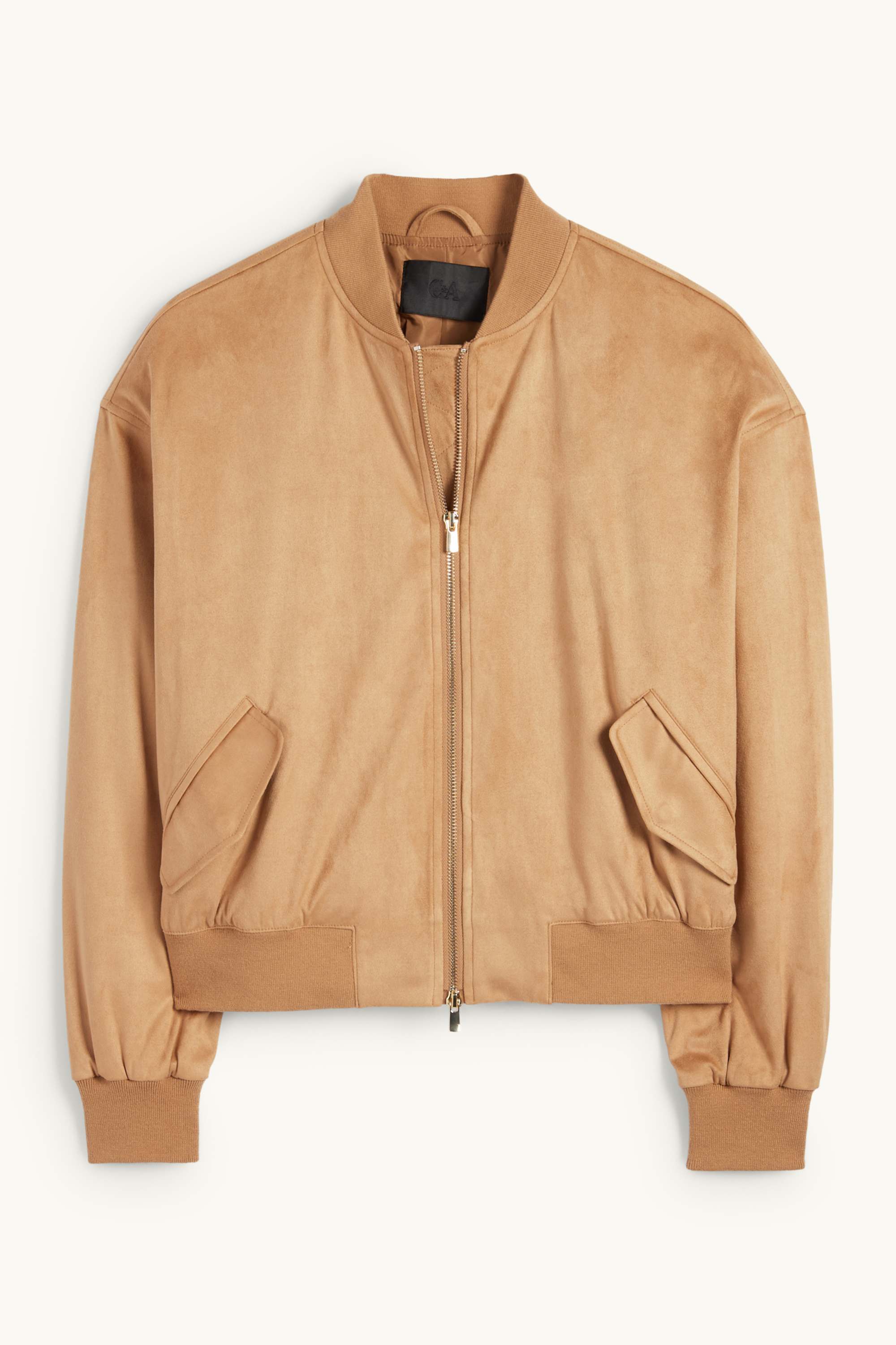 Bomber jacket - faux suede light brown