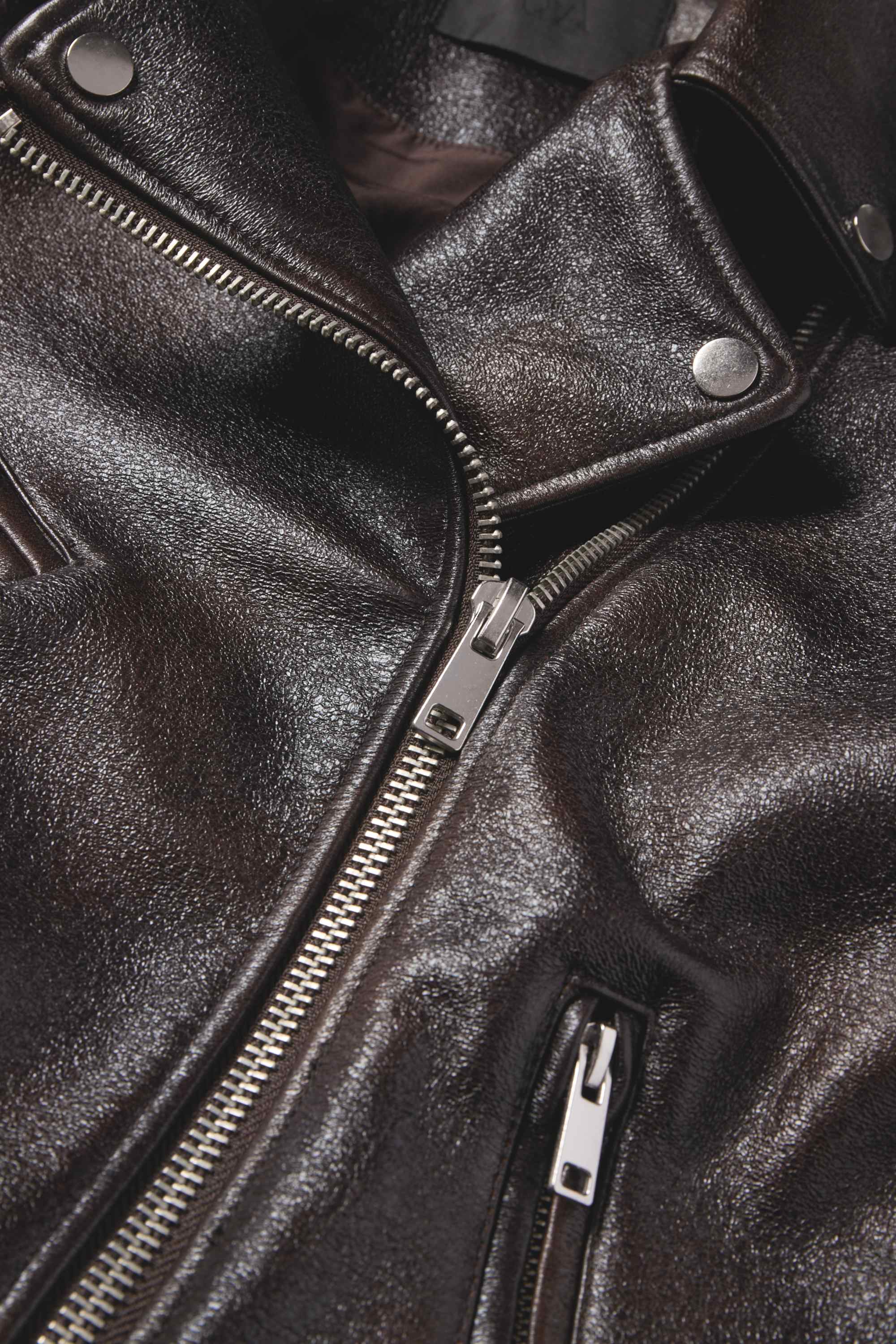 Biker jacket - faux leather dark brown