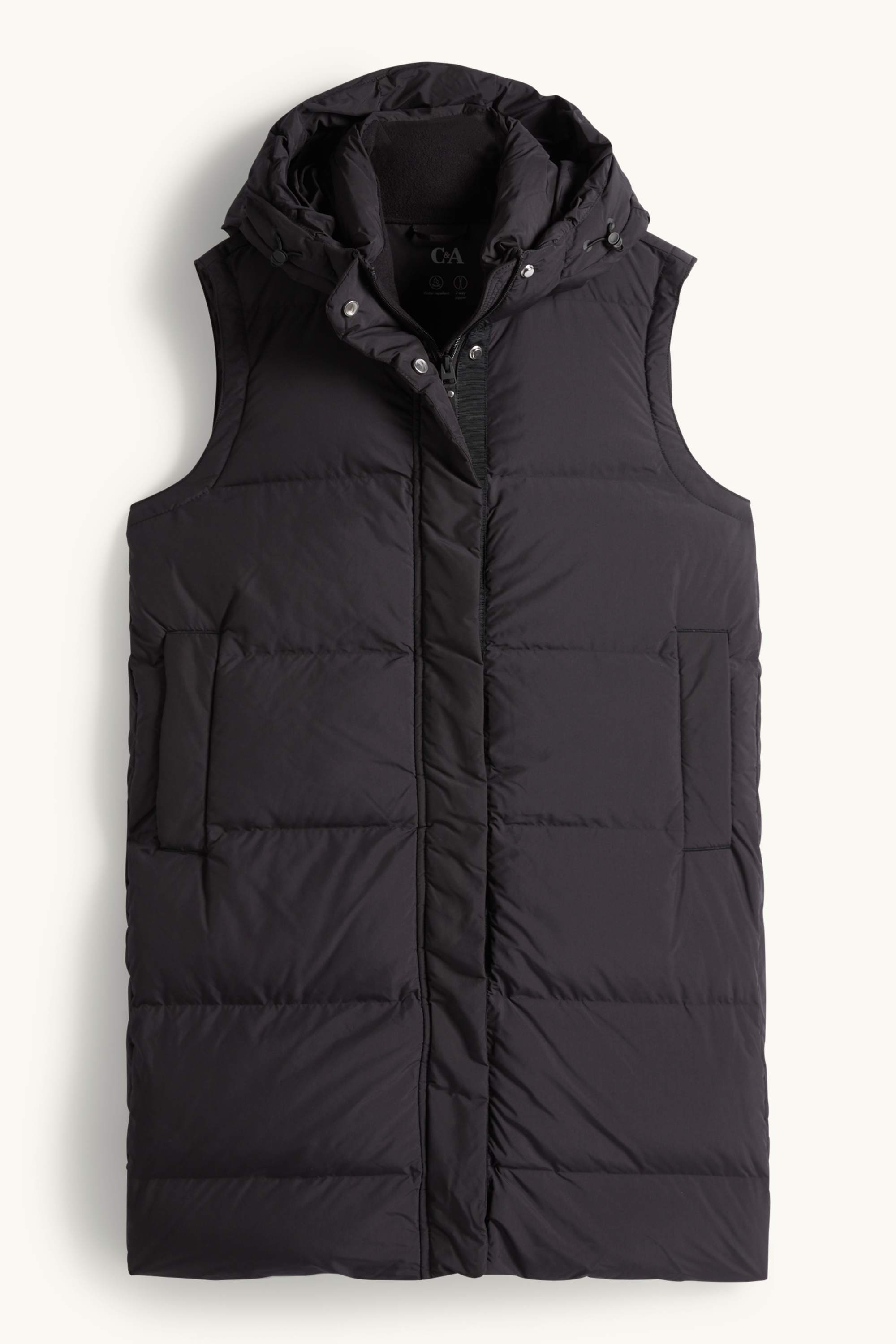 Quilted gilet with hood - water-repellent black