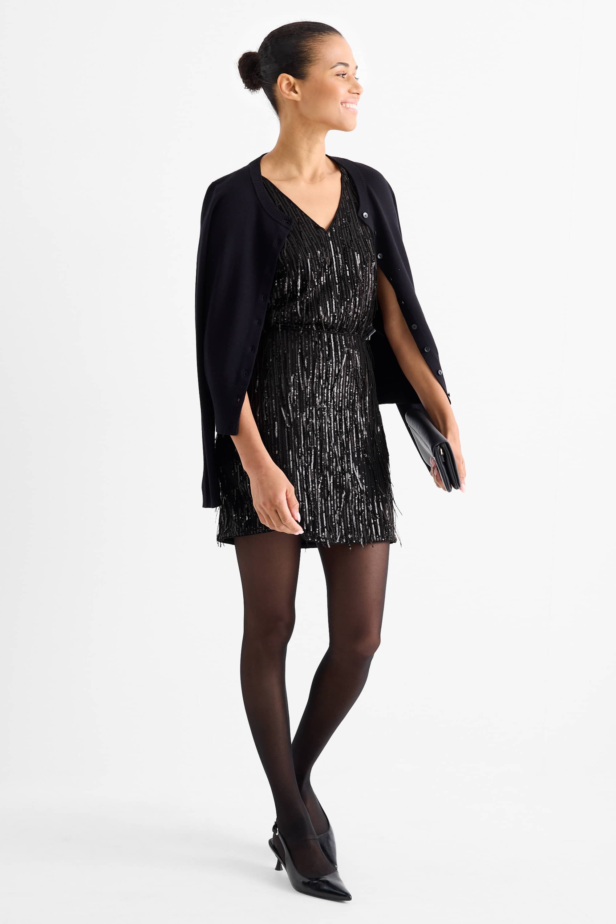 Sequin miniskirt black