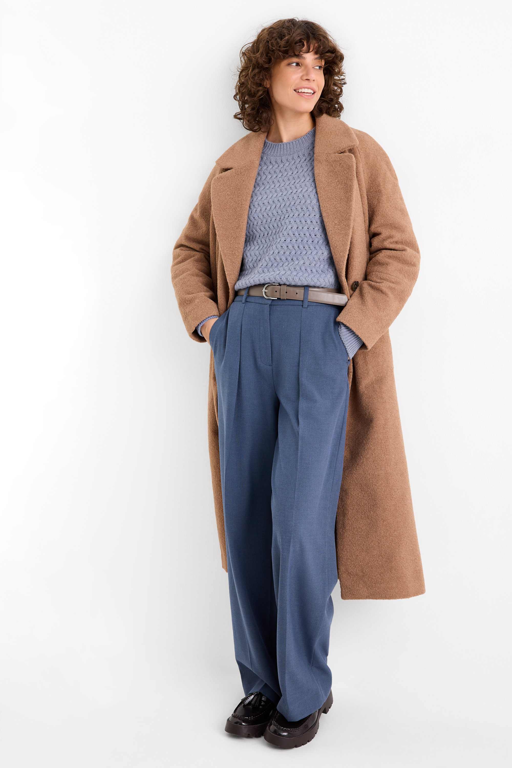 Cashmere jumper - cable knit pattern blue