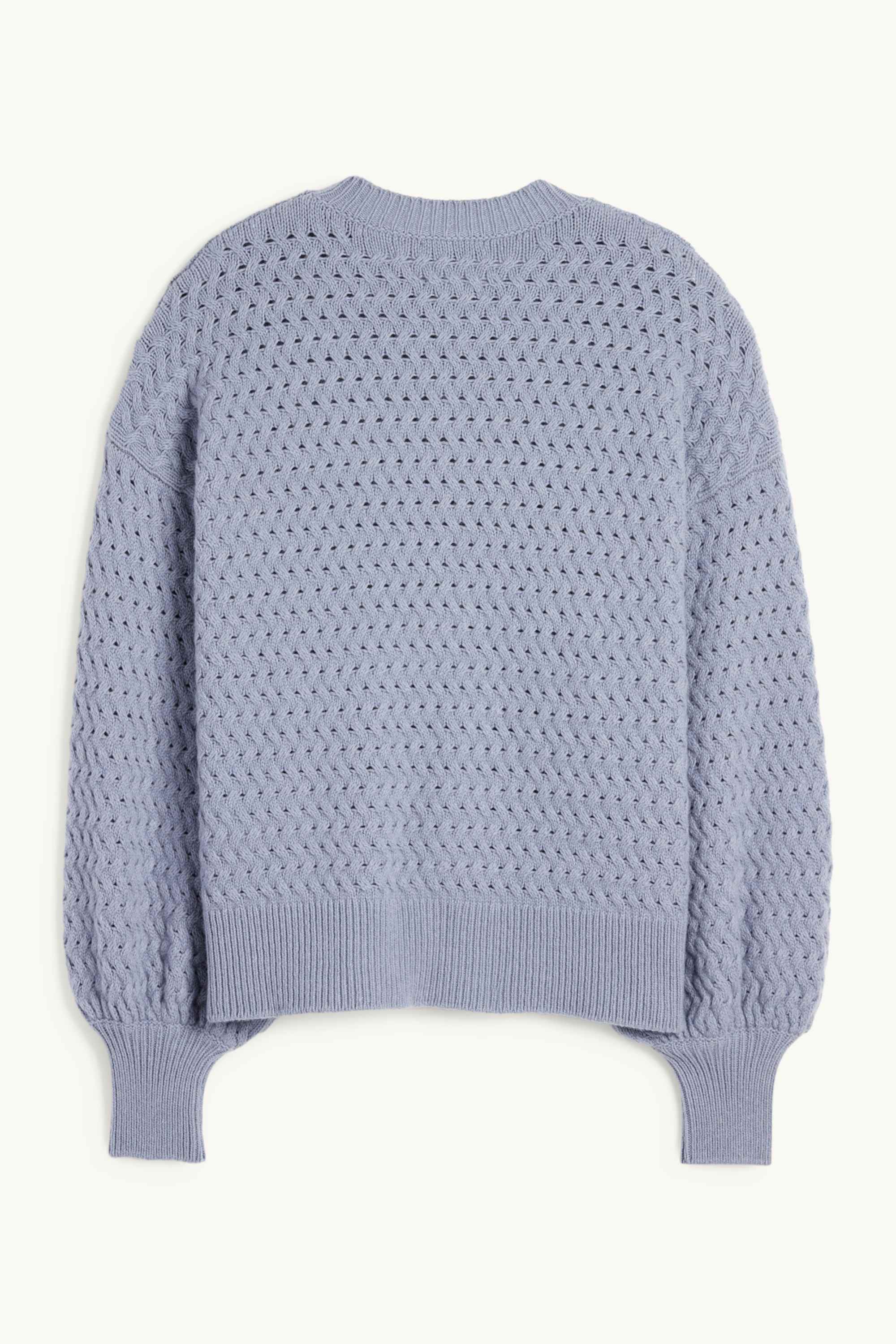 Cashmere jumper - cable knit pattern blue