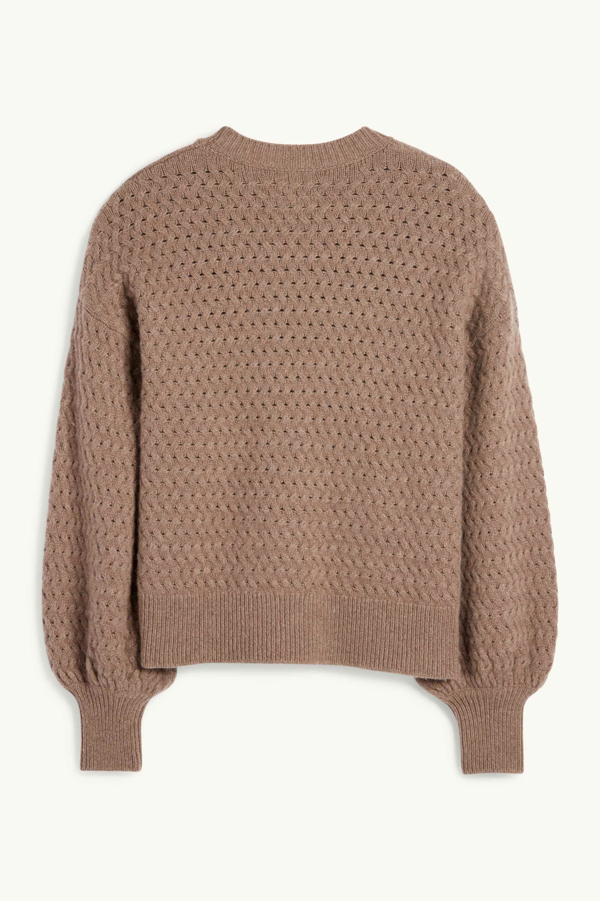 Cashmere jumper - cable knit pattern brown