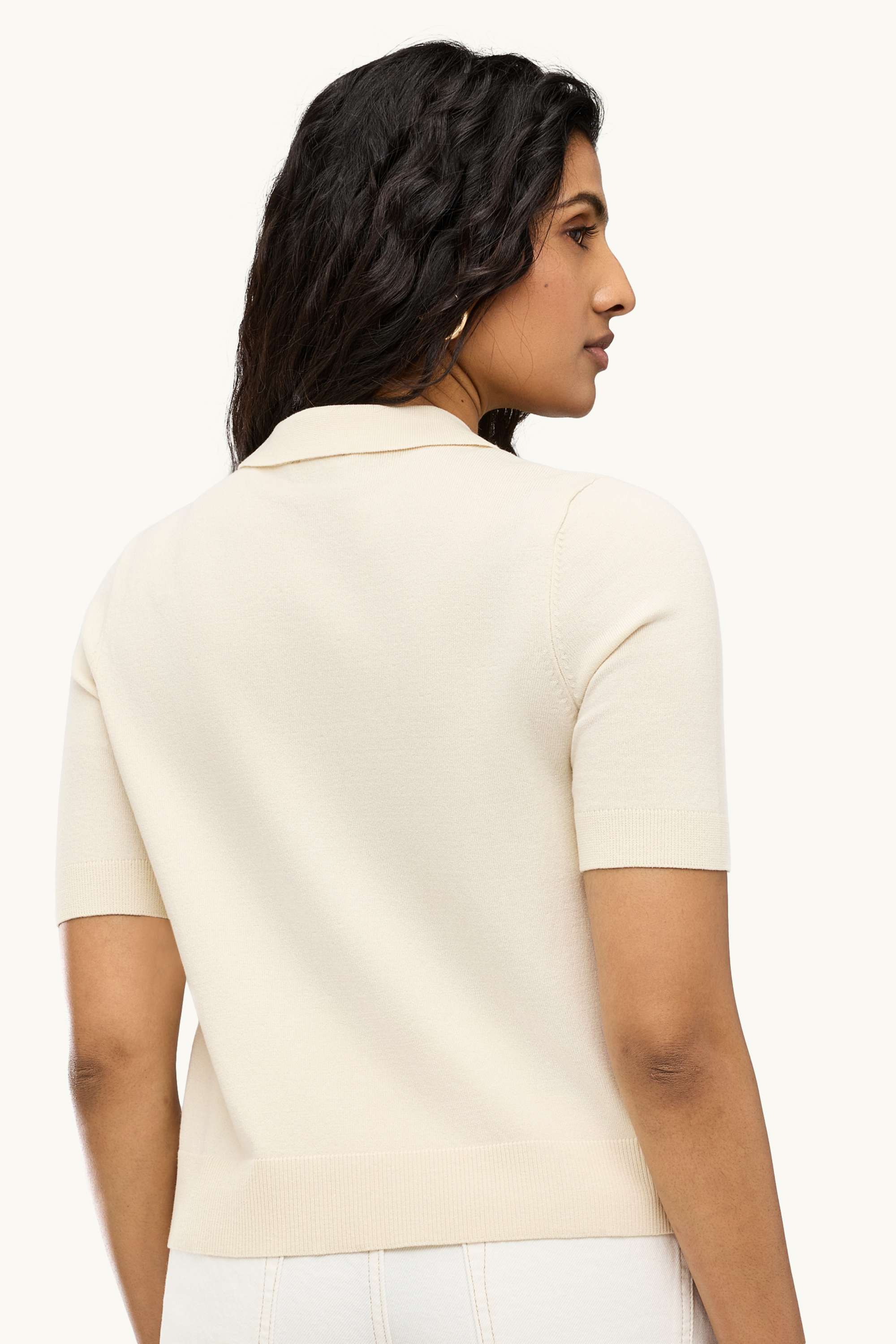 Knitted polo shirt - regular fit cremewhite