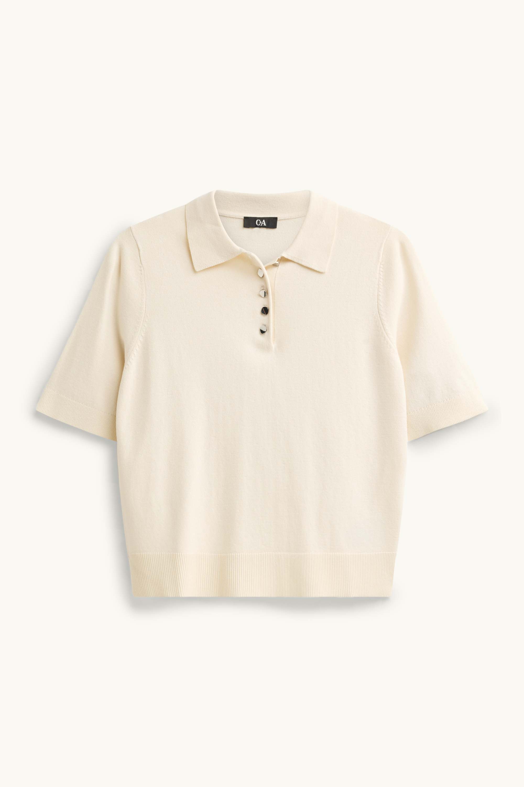 Knitted polo shirt - regular fit cremewhite