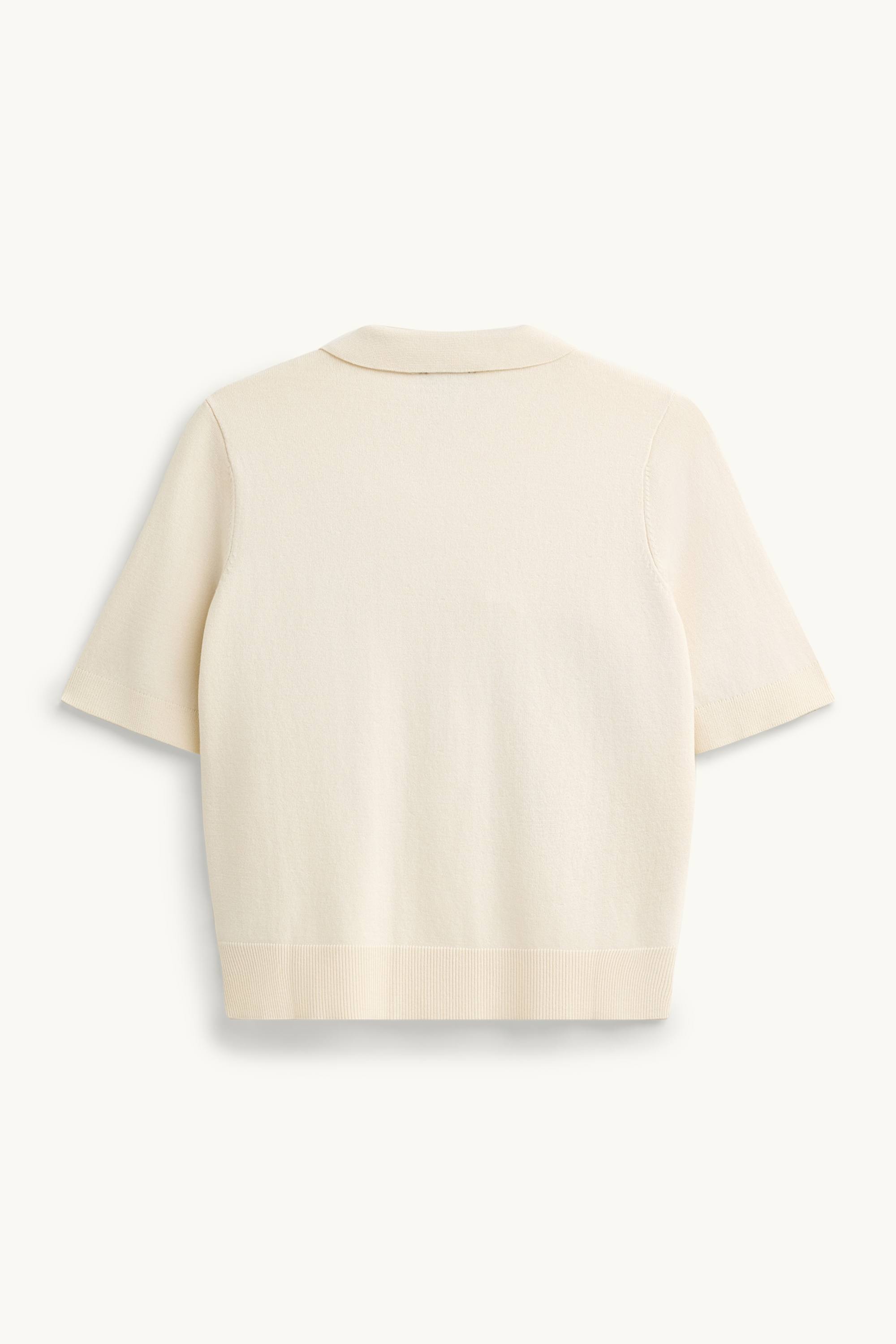 Knitted polo shirt - regular fit cremewhite