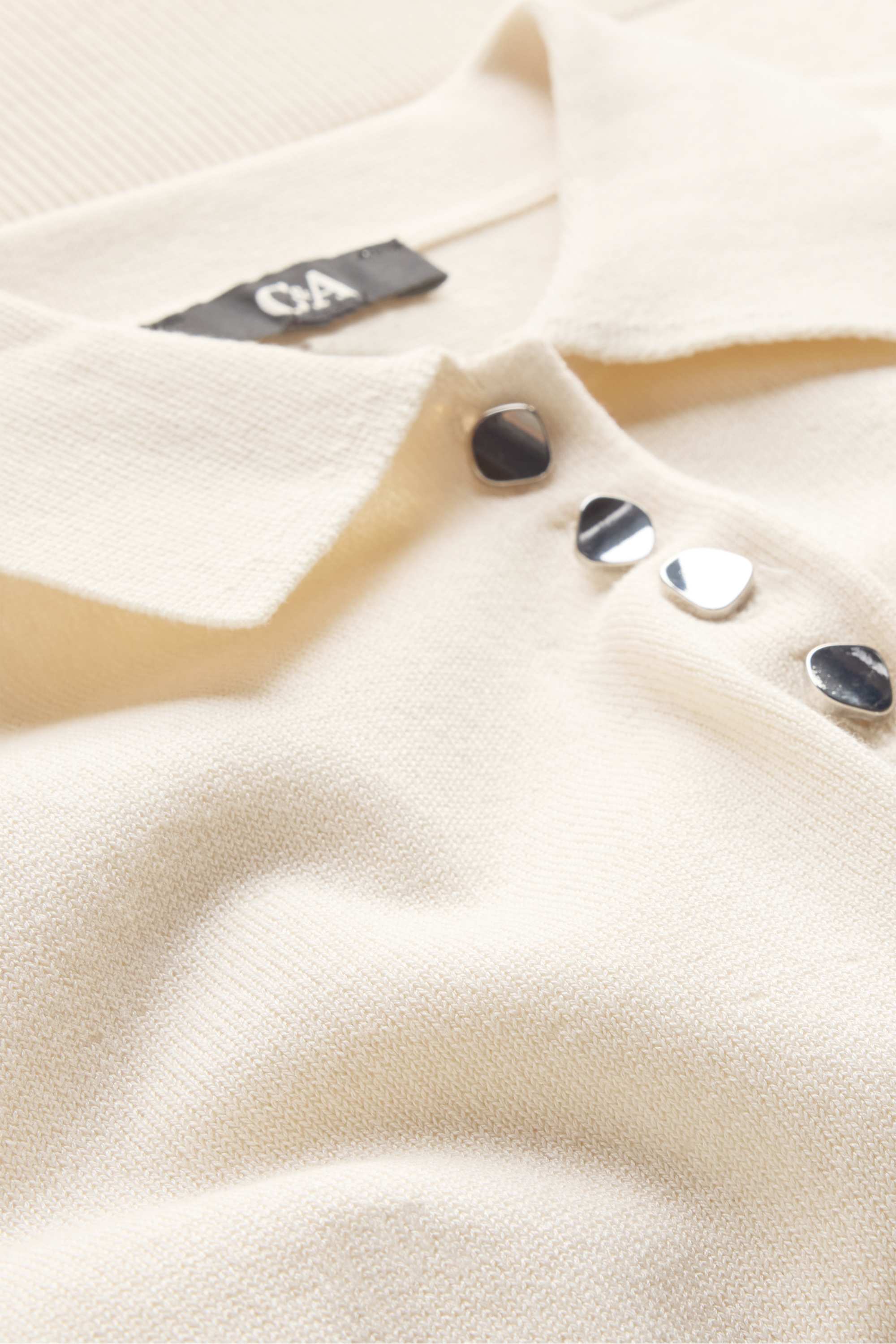 Knitted polo shirt - regular fit cremewhite